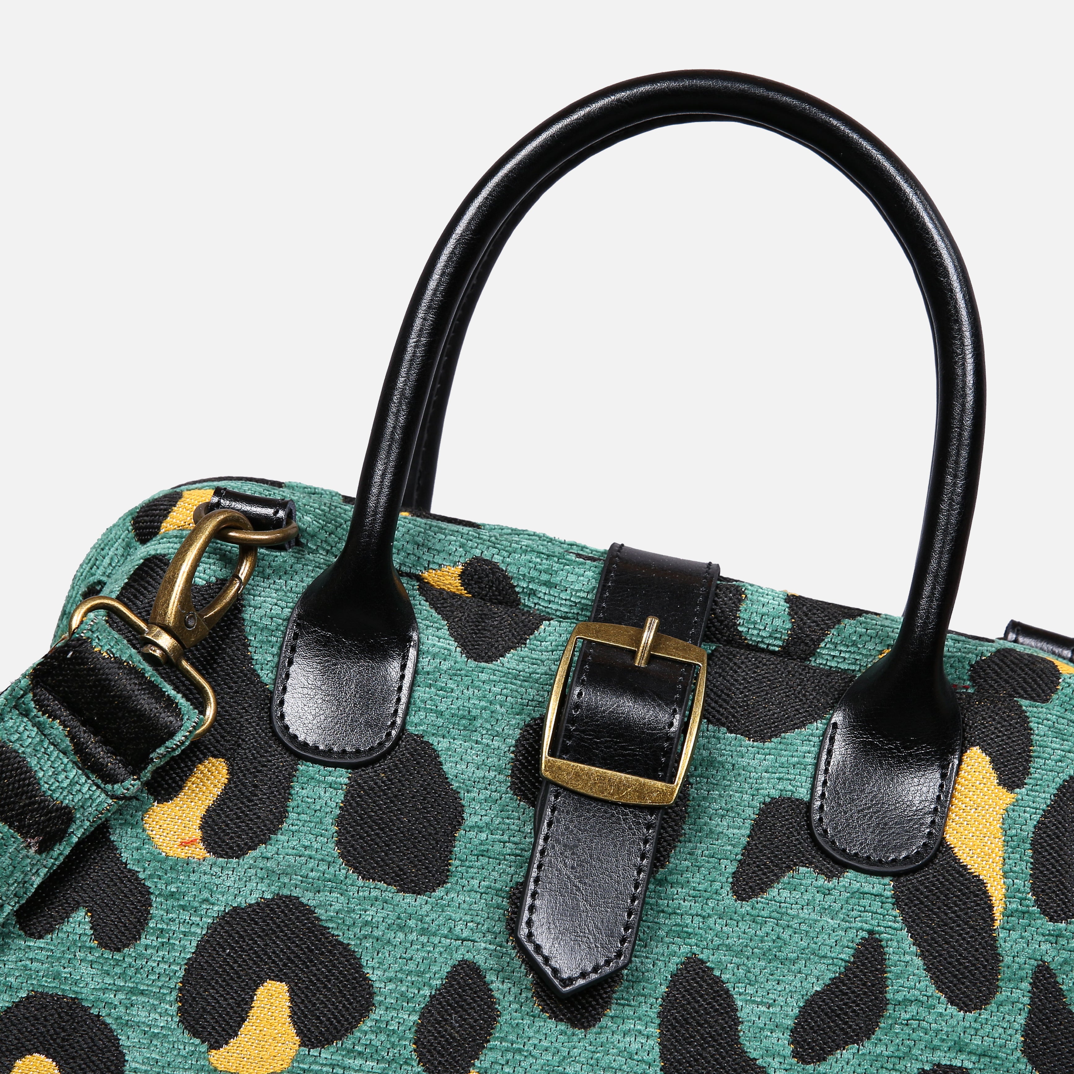 Leopard Green Carpet Handbag Purse carpet bag MCW Handmade of America buckle