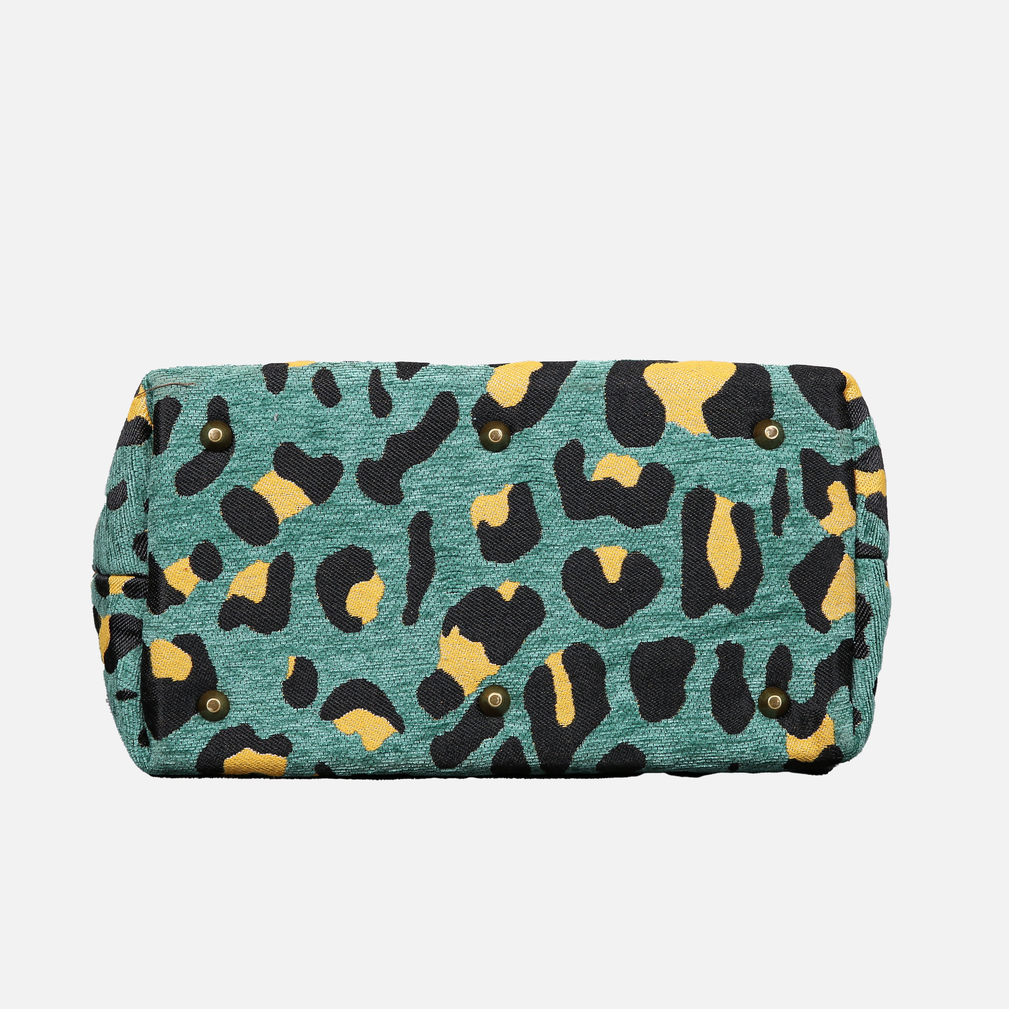 Leopard Green Carpet Handbag Purse carpet bag MCW Handmade of America bottom