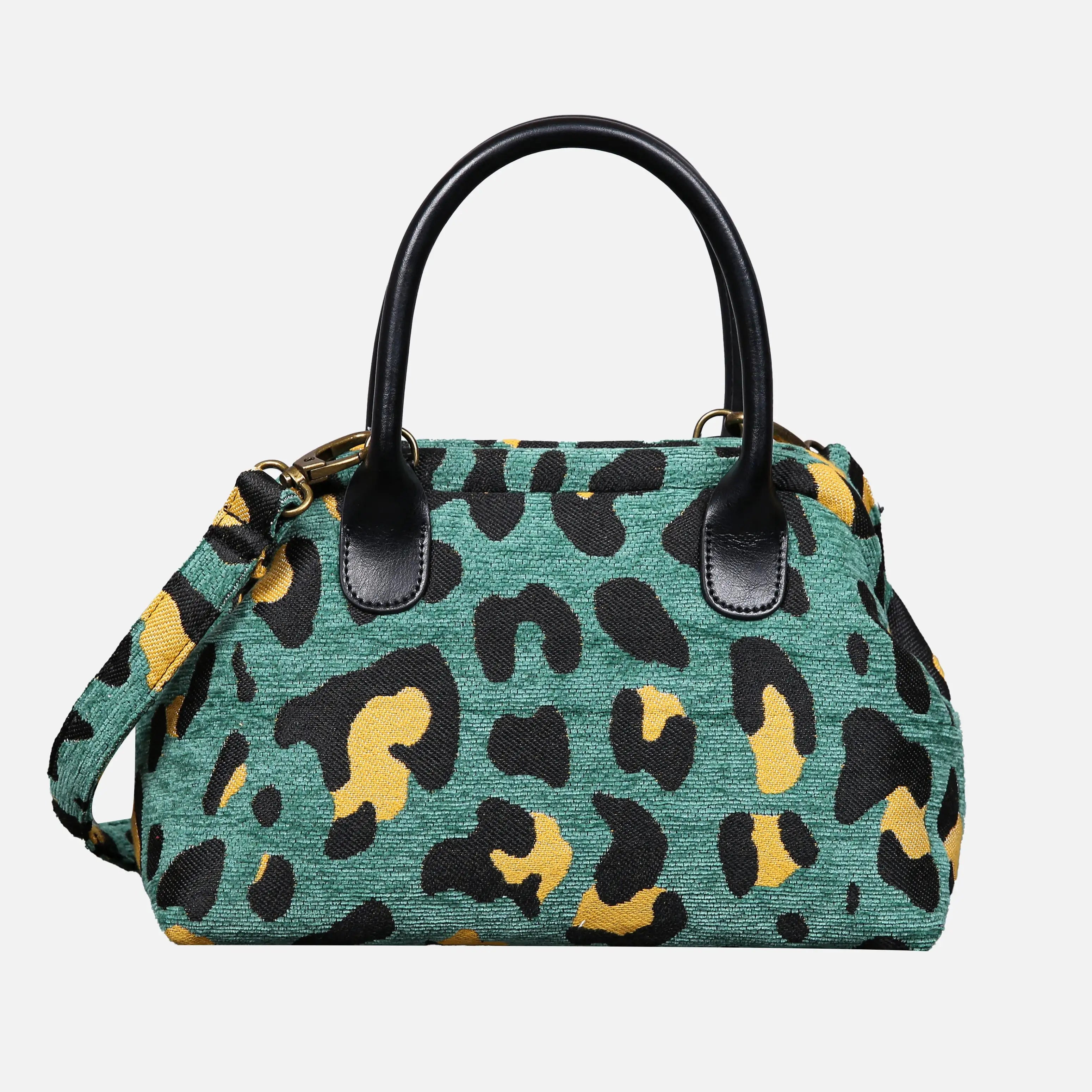Leopard Green Carpet Satchel carpet bag MCW Handmade of America main