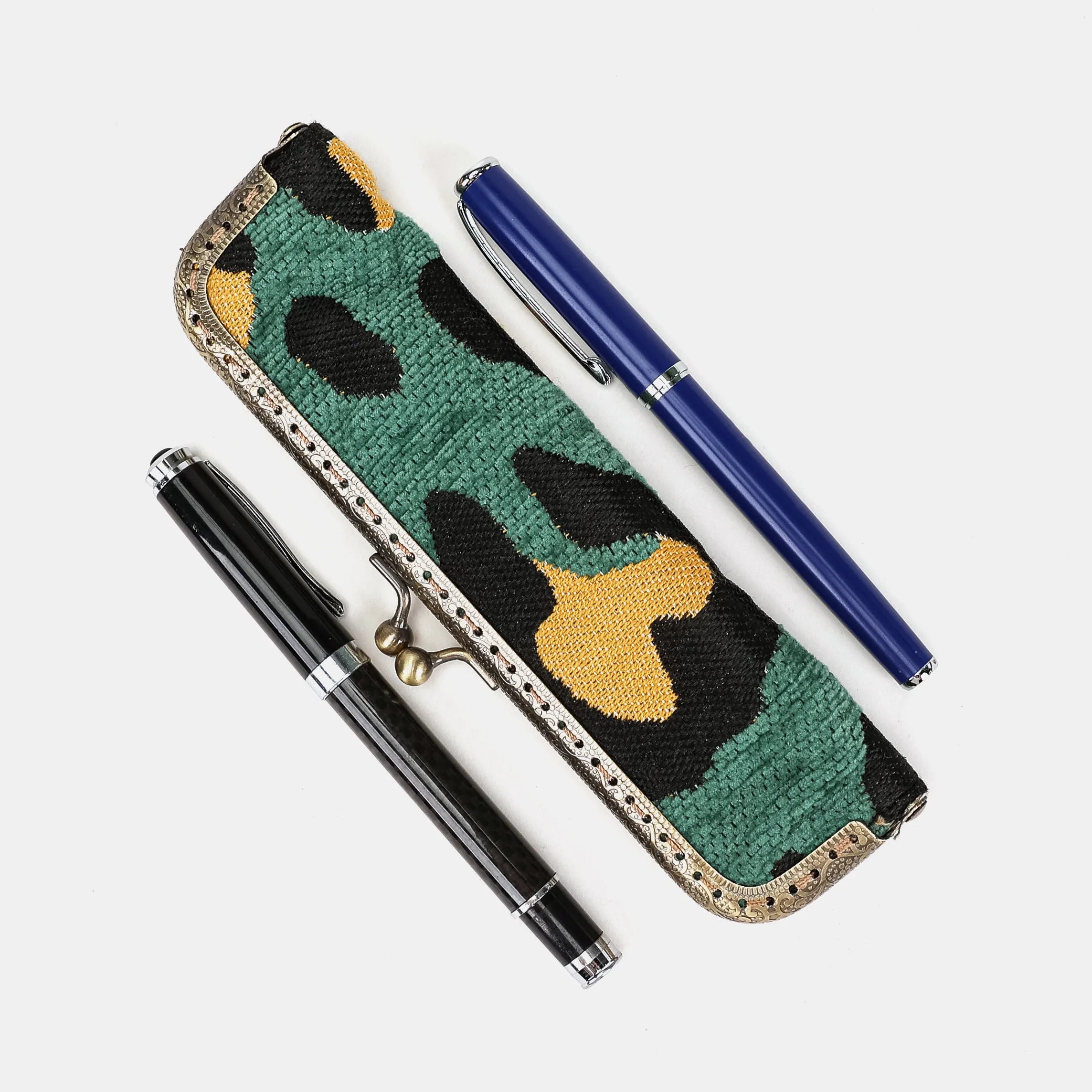 Leopard Green Duo Pen Case Carpetbag of America side