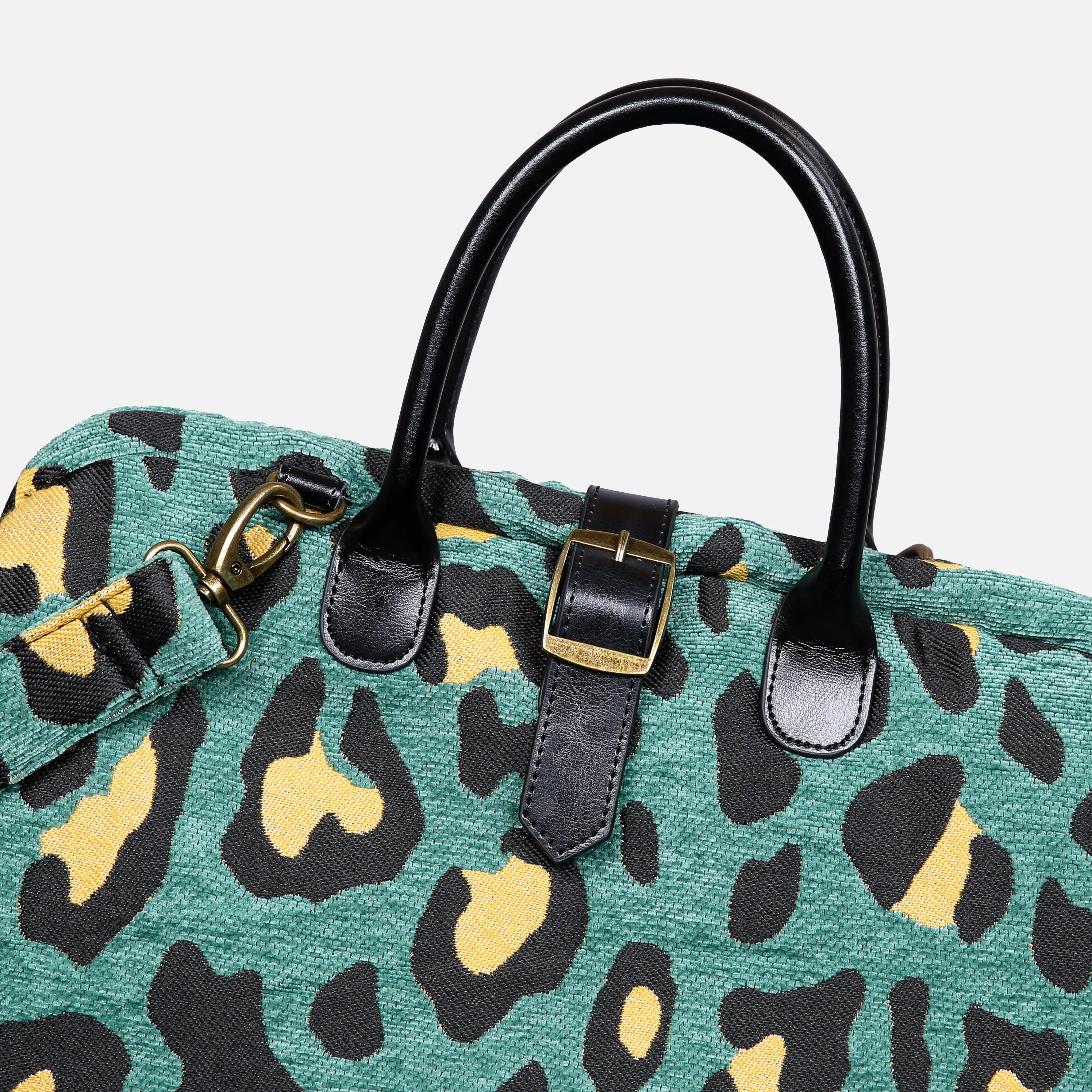 Leopard Green Mary Poppins Weekender Carpetbag of America buckle