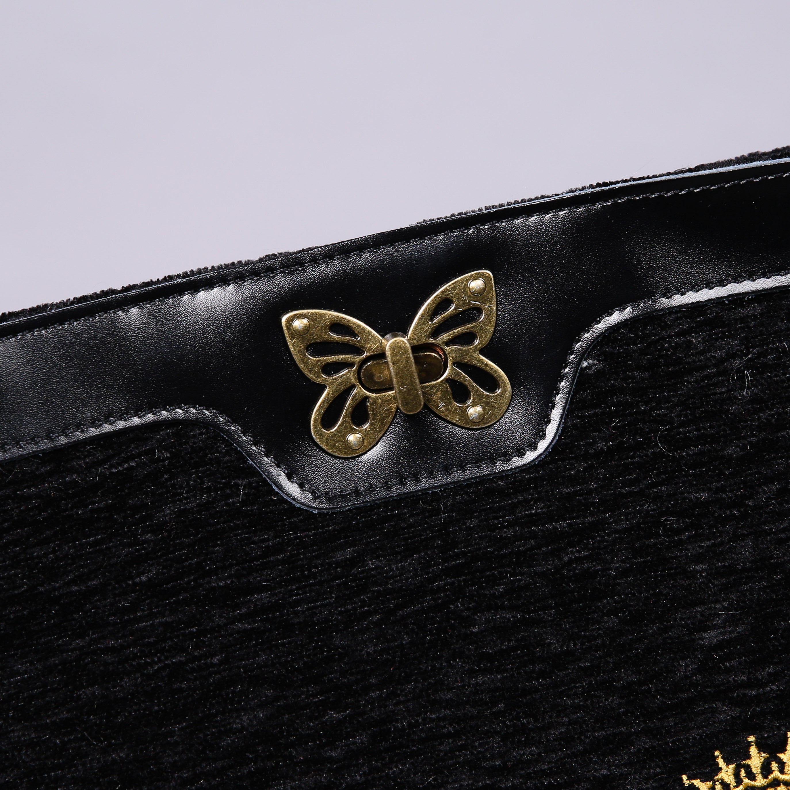 Luxury Monogrammed Black Butterfly Crossbody Bag (Logo) of America details