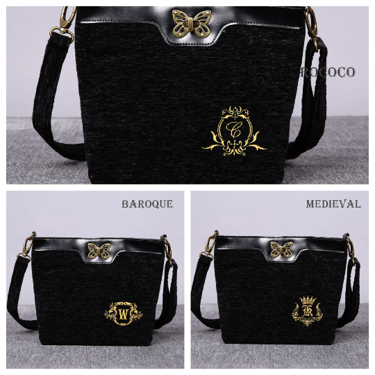 Luxury Monogrammed Black Cross Body carpet bag MCW Handmade font options