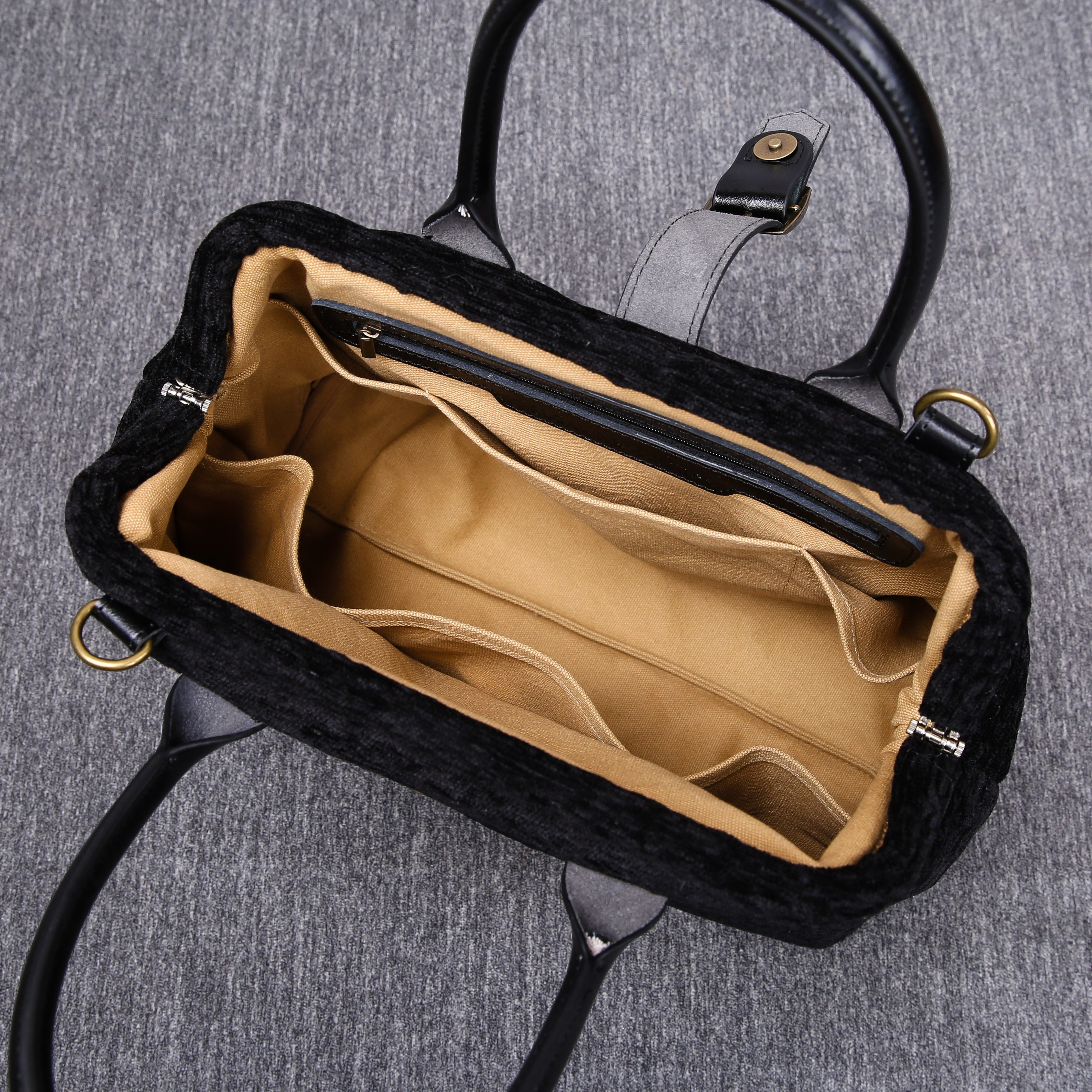 Luxury Monogrammed Black Handbag Purse (Double Names) of America inside