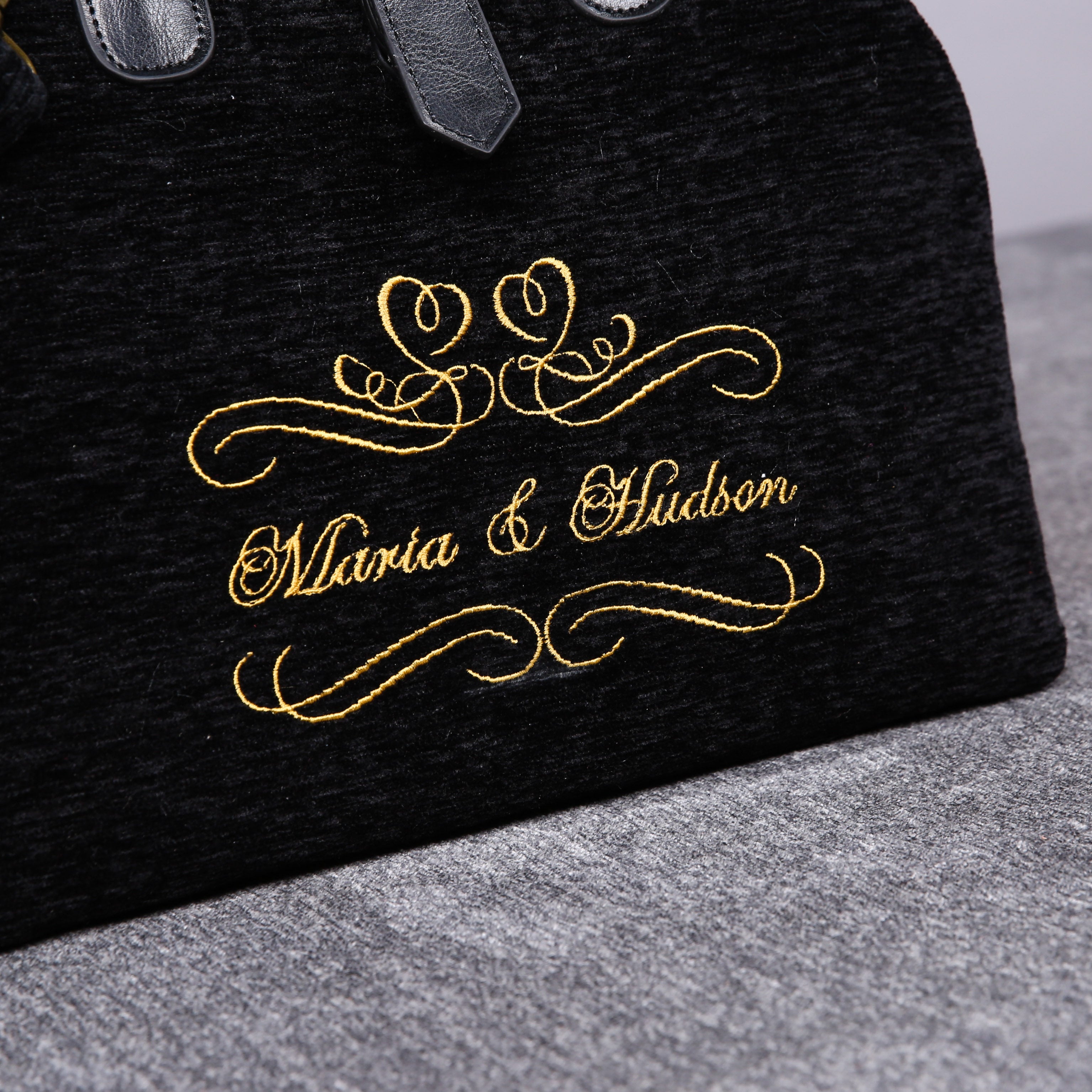 Luxury Monogrammed Black Handbag Purse (Double Names) of America pattern