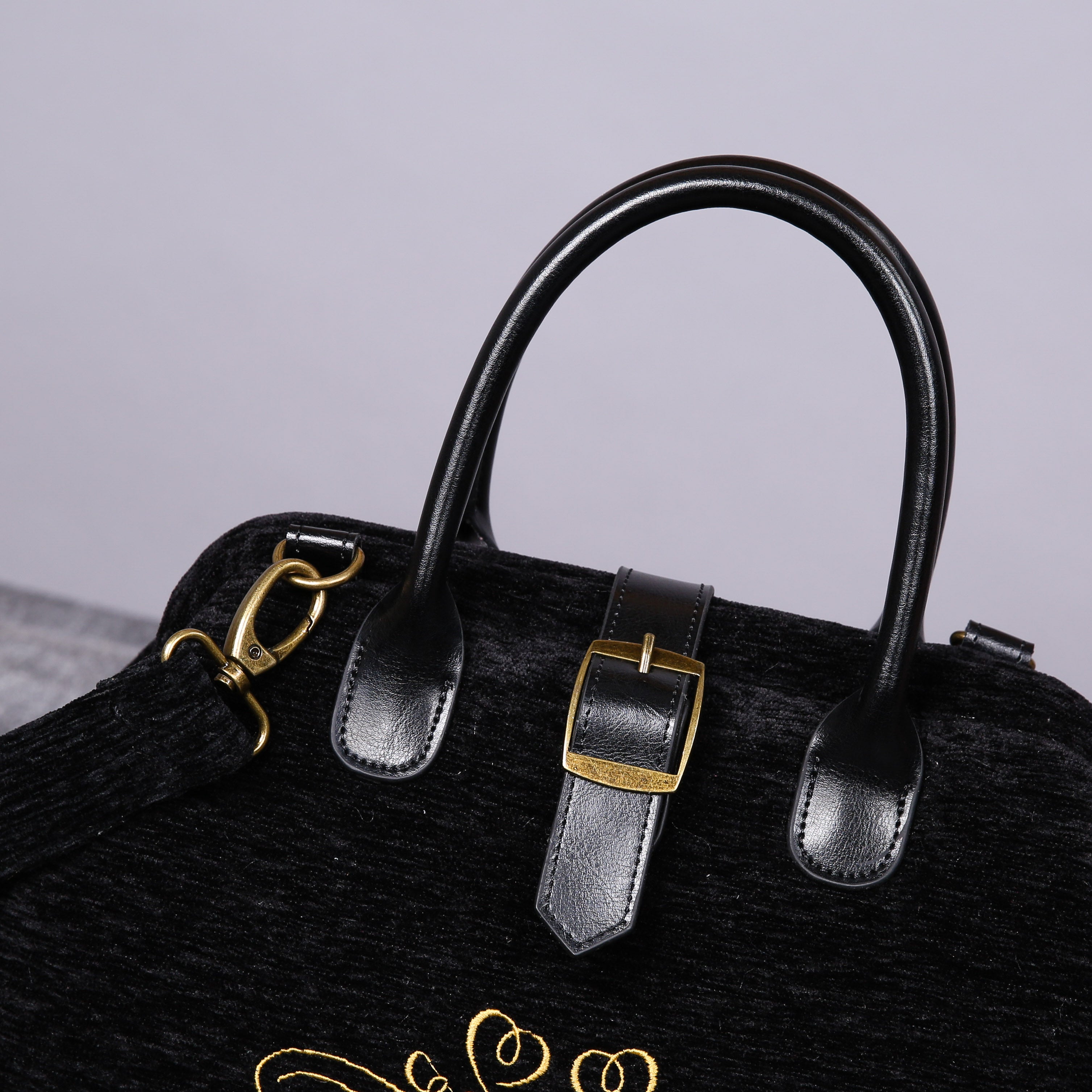 Luxury Monogrammed Black Handbag Purse (Double Names) of America buckle