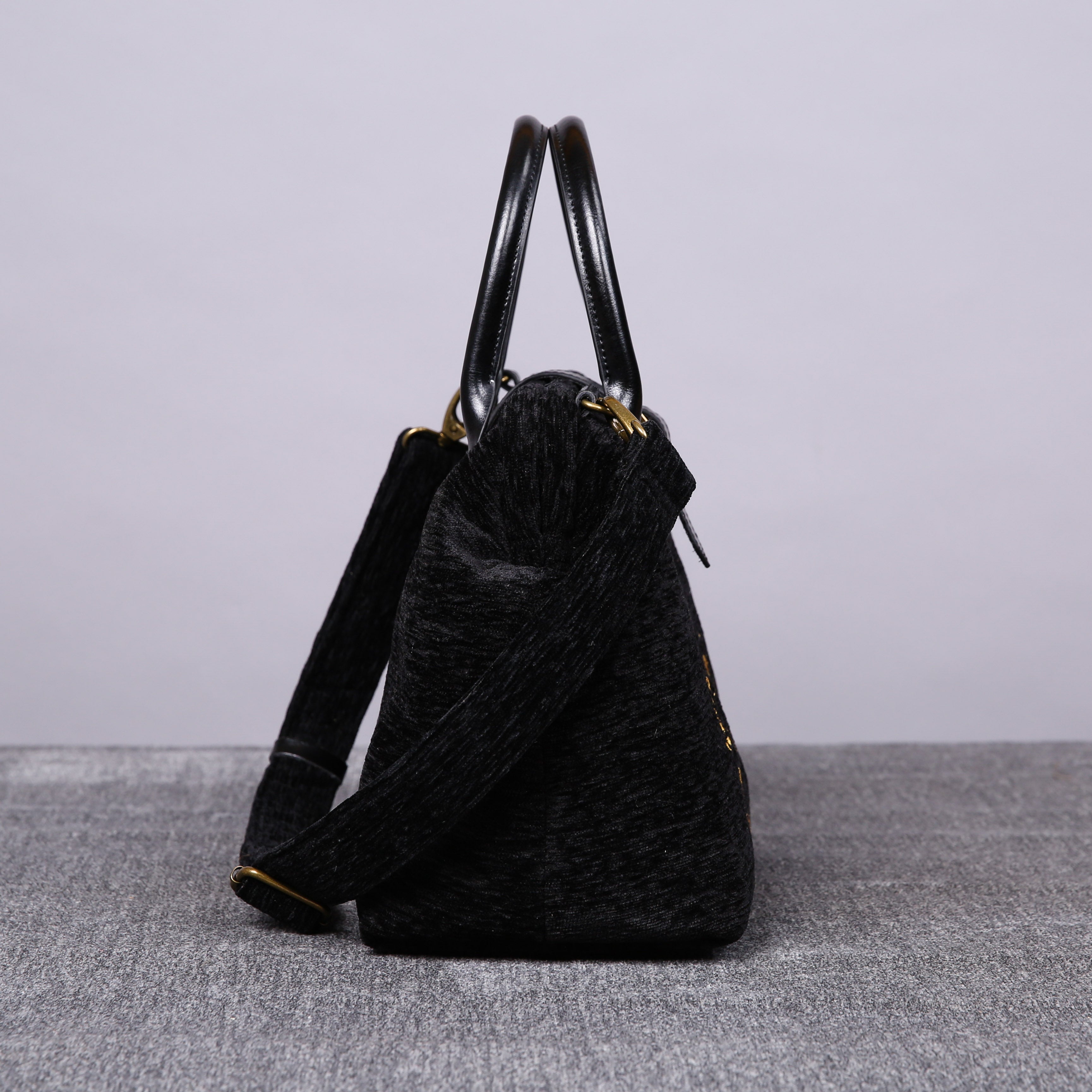 Luxury Monogrammed Black Handbag Purse ( Single Name ) side