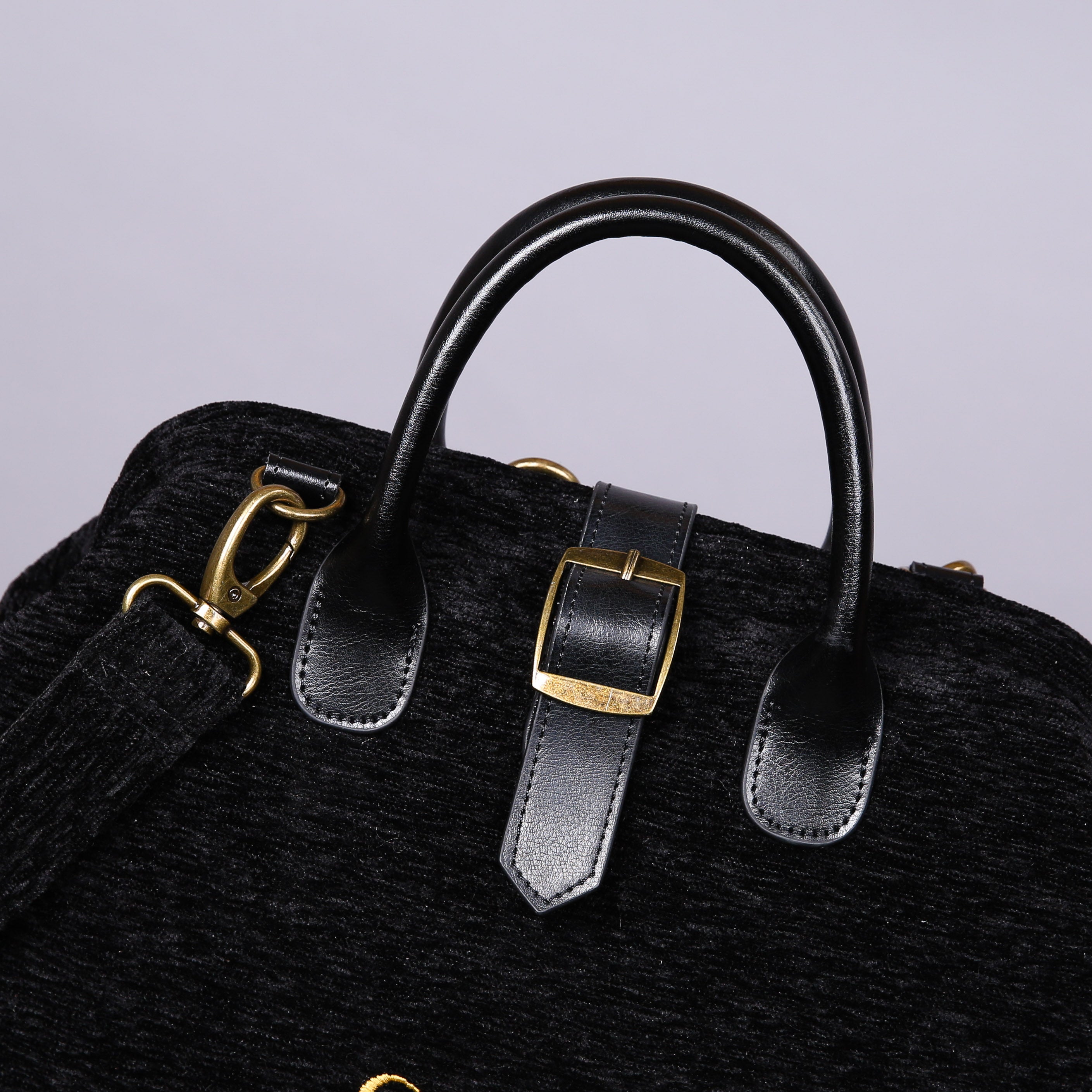 Luxury Monogrammed Black Multi-Functional Backpack carpet bag MCW Handmade detail-1