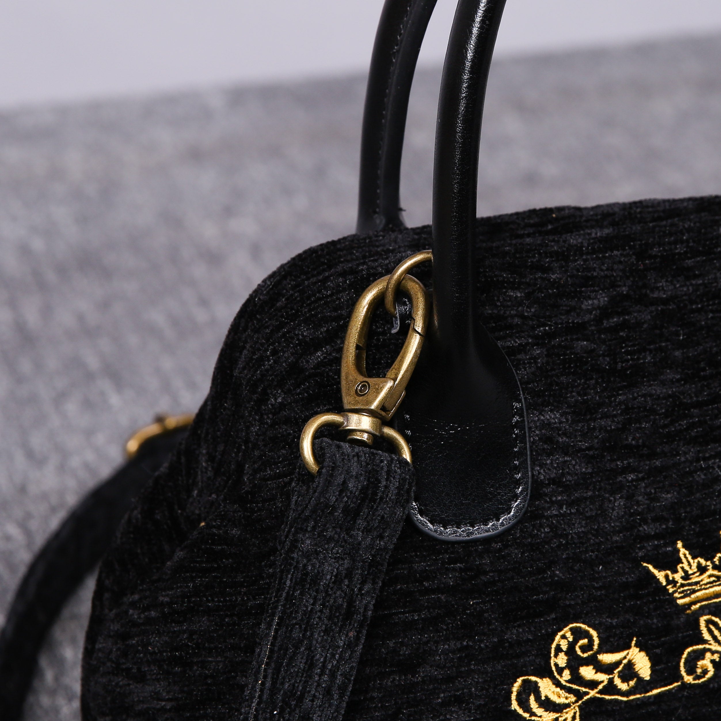 Luxury Monogrammed Black Satchels carpet bag MCW Handmade hardware