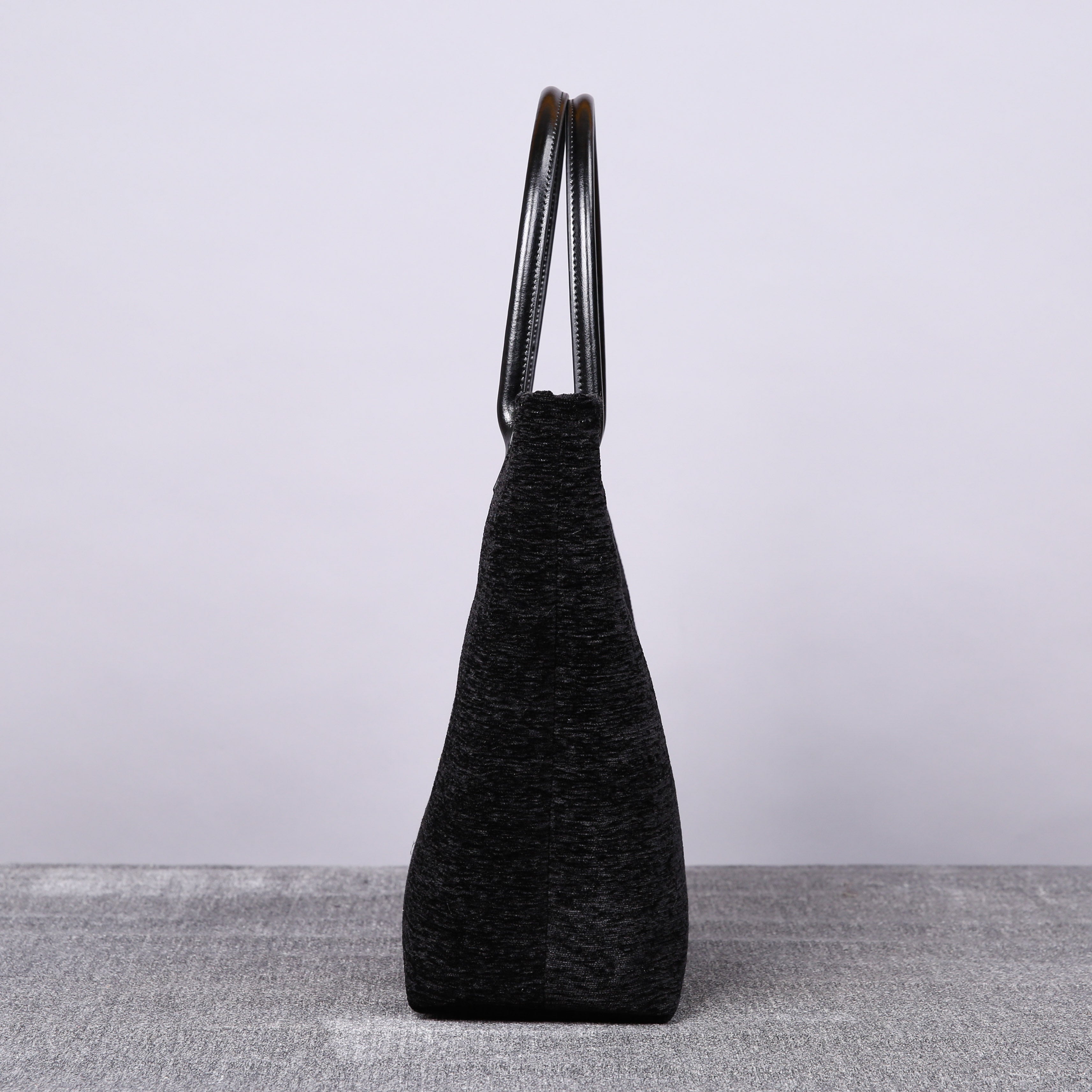 Luxury Monogrammed Black Tote carpet bag MCW Handmade side