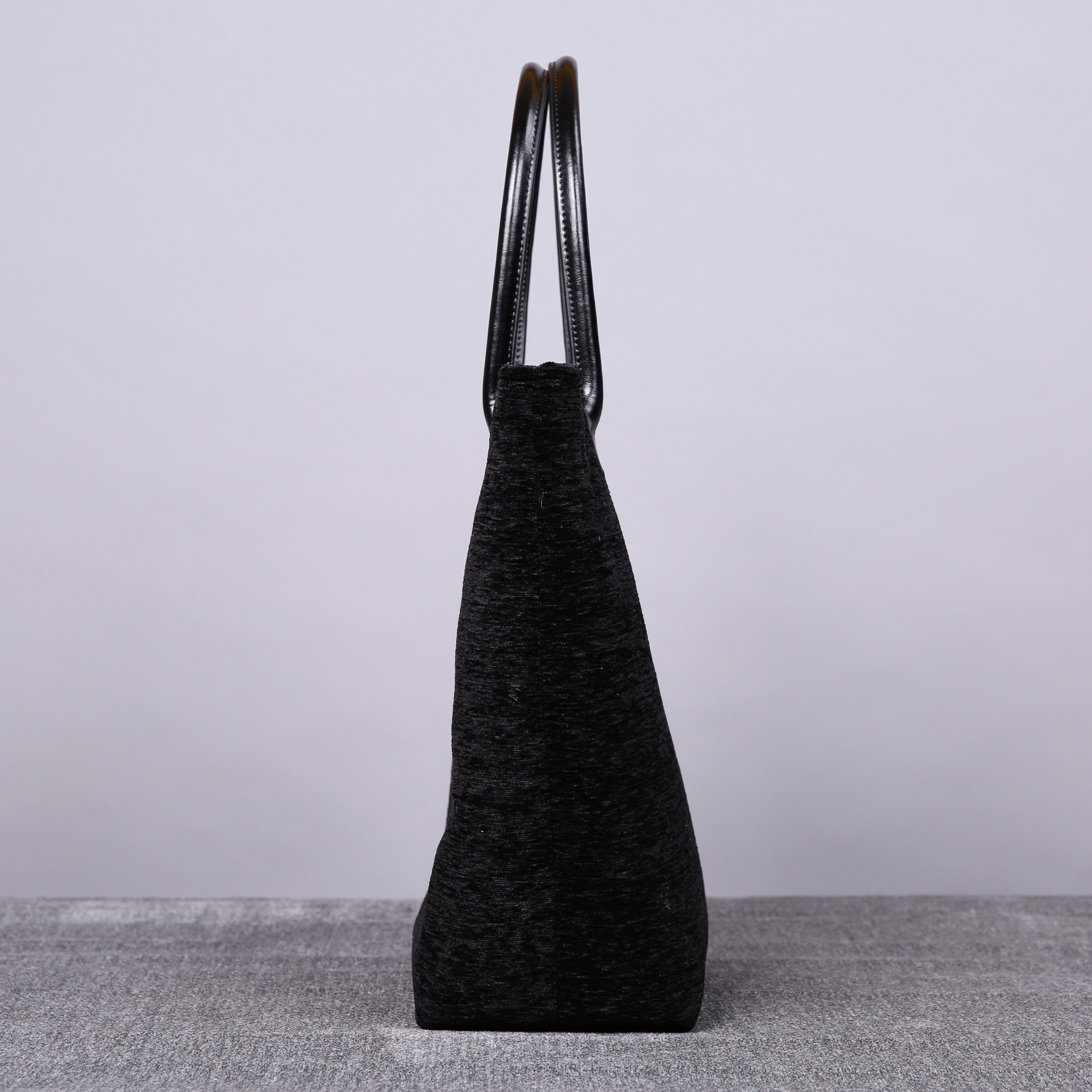 Luxury Monogrammed Black Tote carpet bag MCW Handmade side