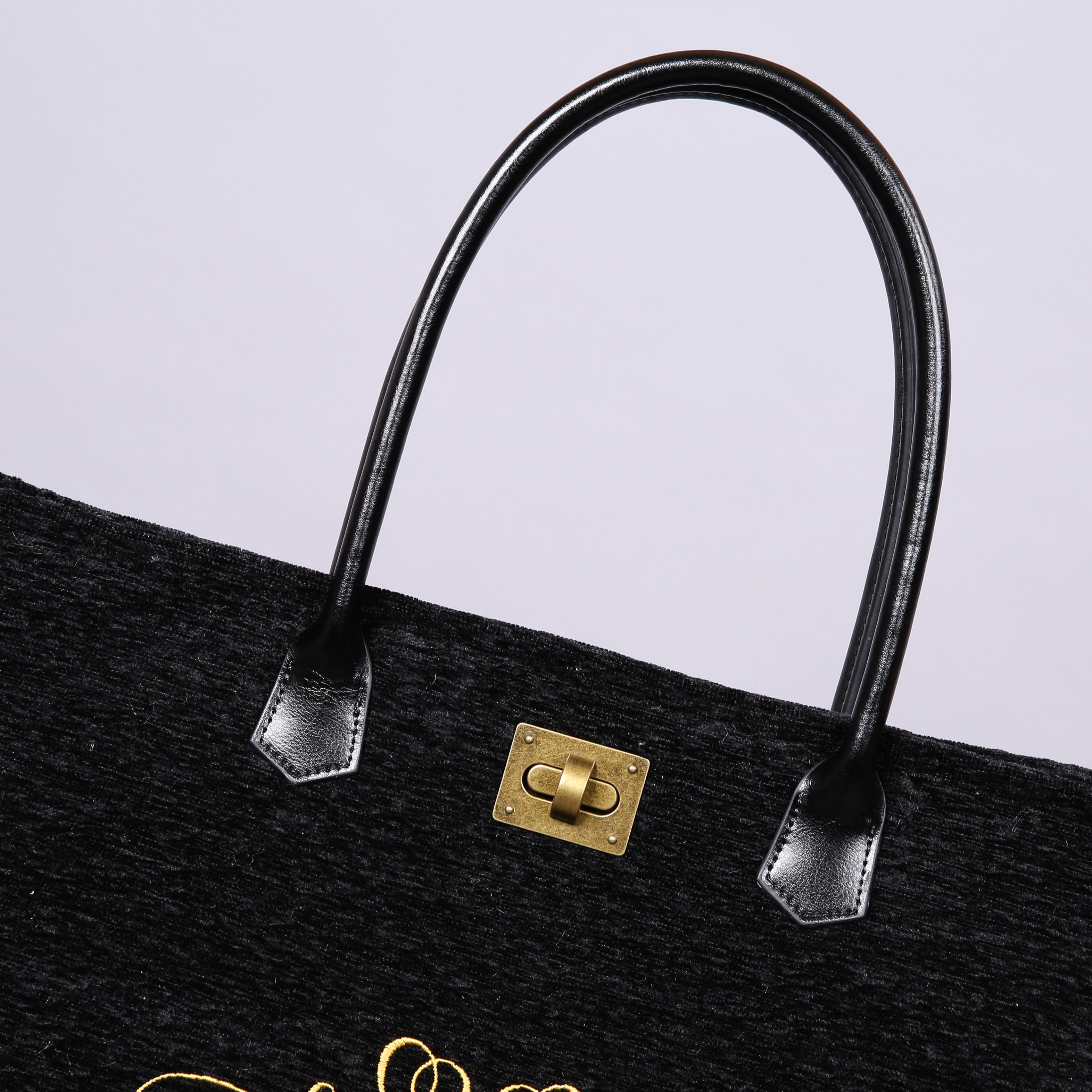 Luxury Monogrammed Black Tote carpet bag MCW Handmade detail-1