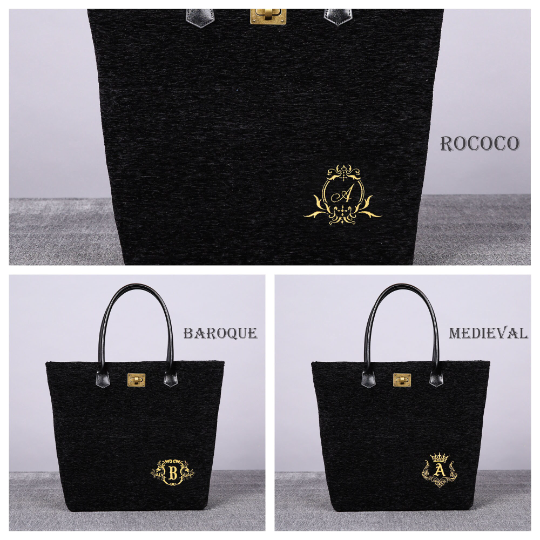 Luxury Monogrammed Black Tote carpet bag MCW Handmade three patterns