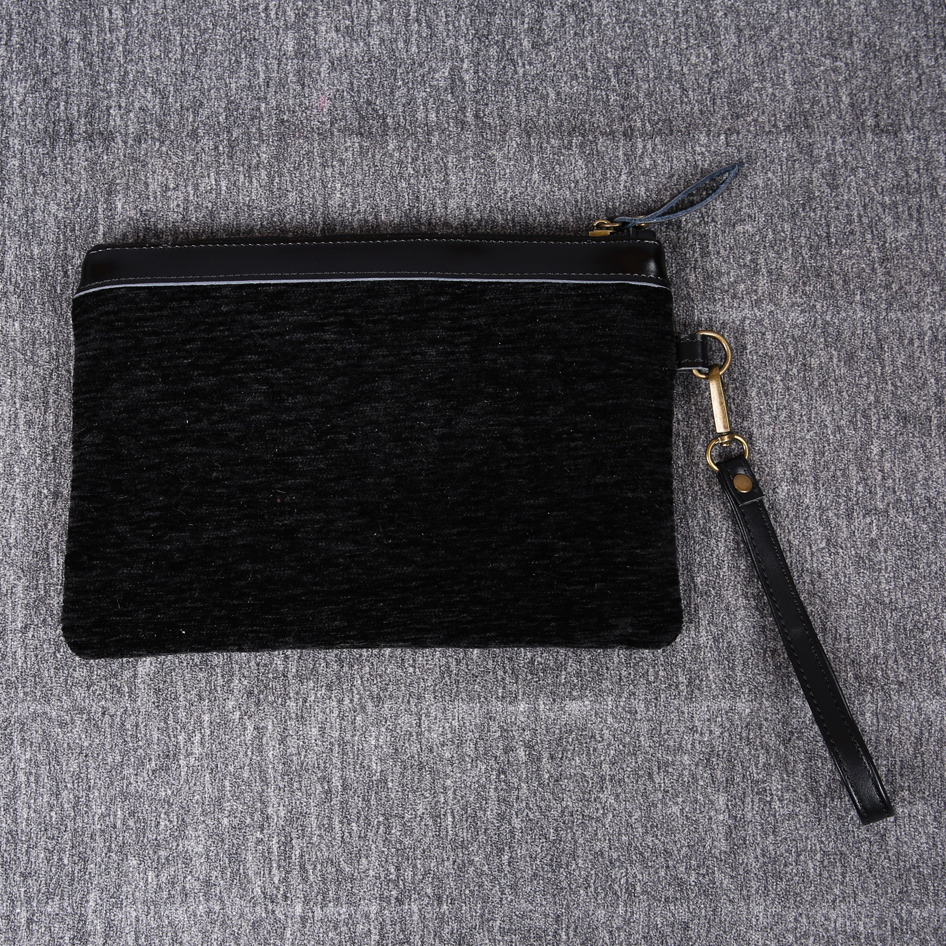 Luxury Monogrammed Black Clutch carpet bag MCW Handmade back
