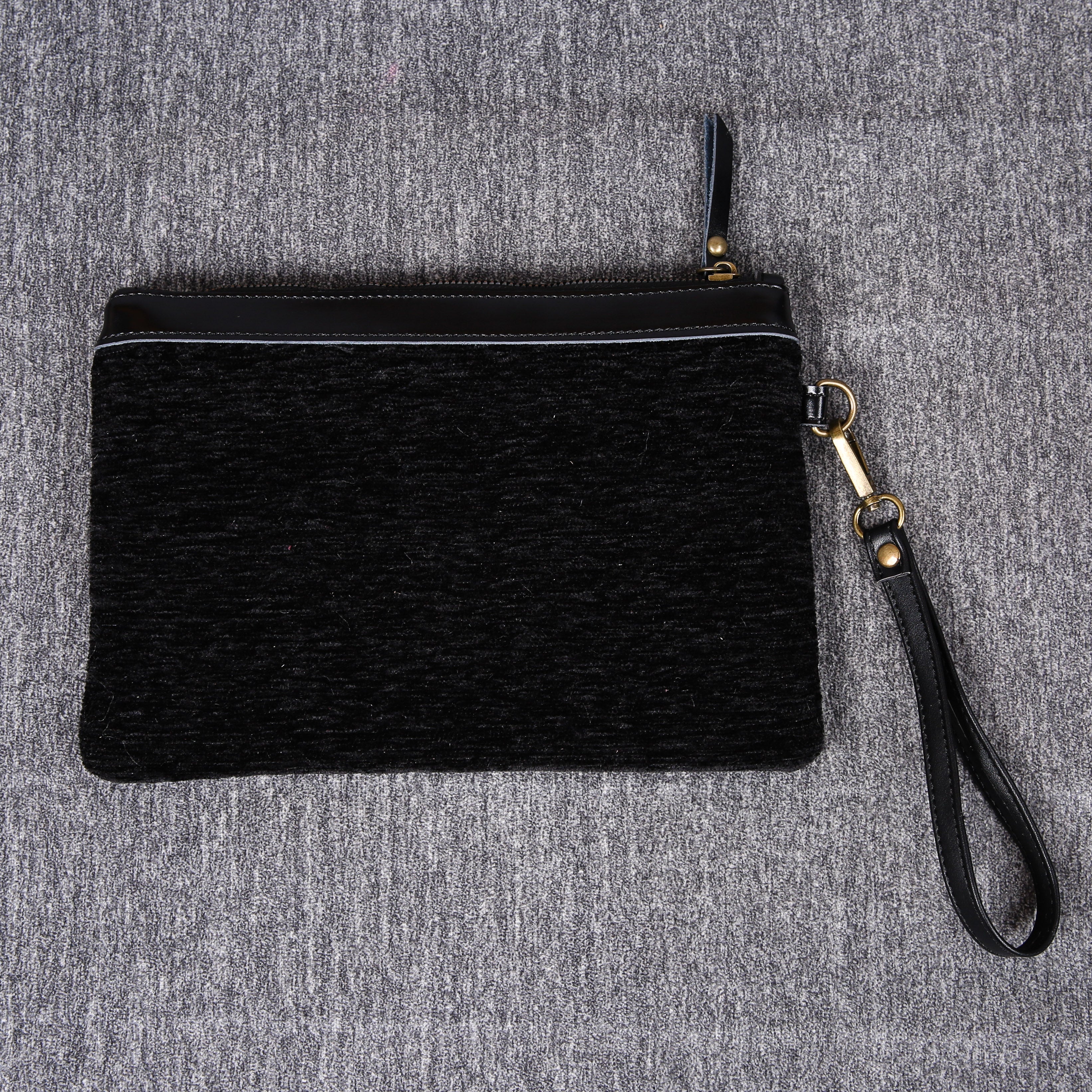 Luxury Monogrammed Black Clutch carpet bag MCW Handmade back
