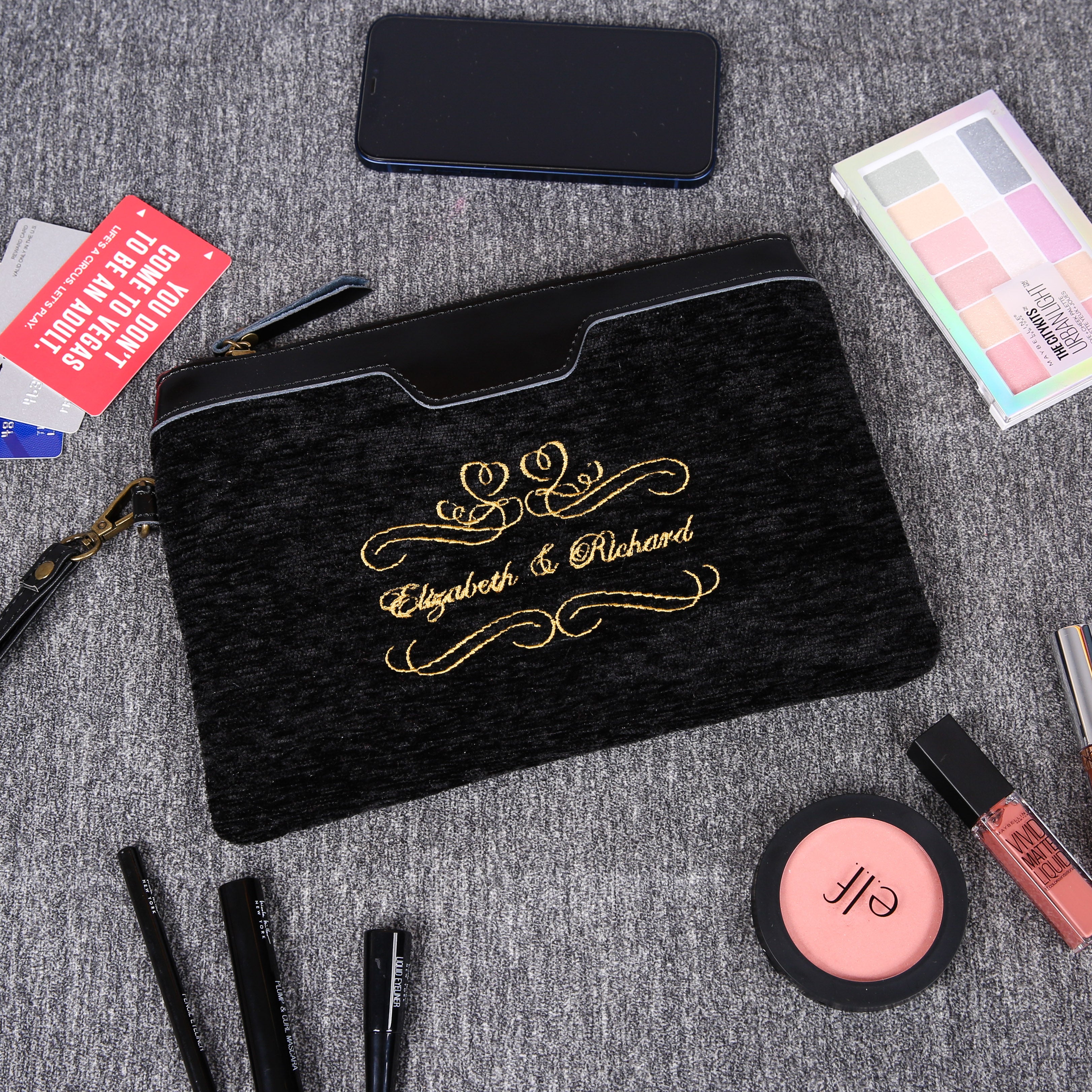 Luxury Monogrammed Black Clutch carpet bag MCW Handmade main
