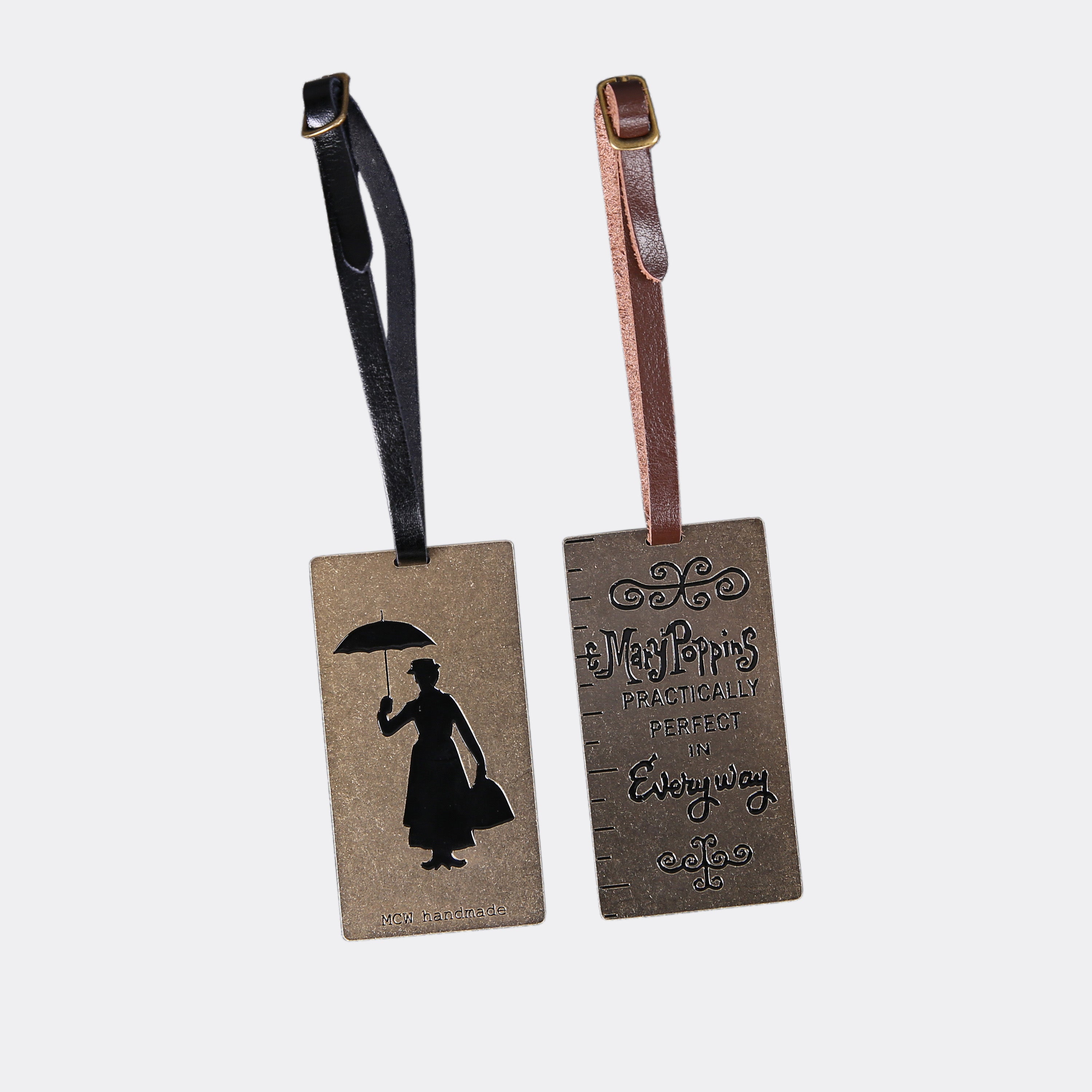 Mary Poppins Brass Measuring Tape Luggage Tag of America two colors