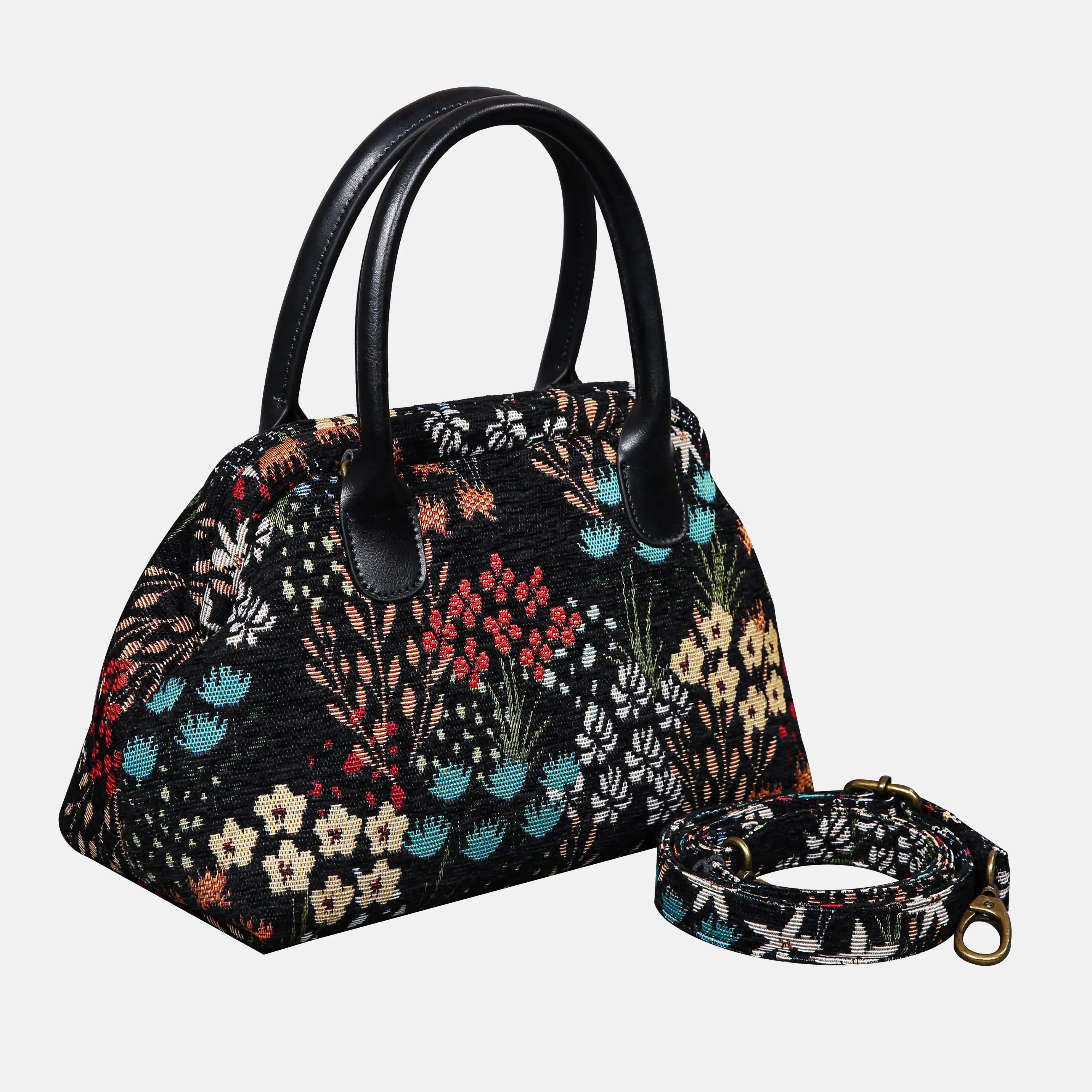 Night Garden Carpet Satchel carpet bag MCW Handmade of America with strap