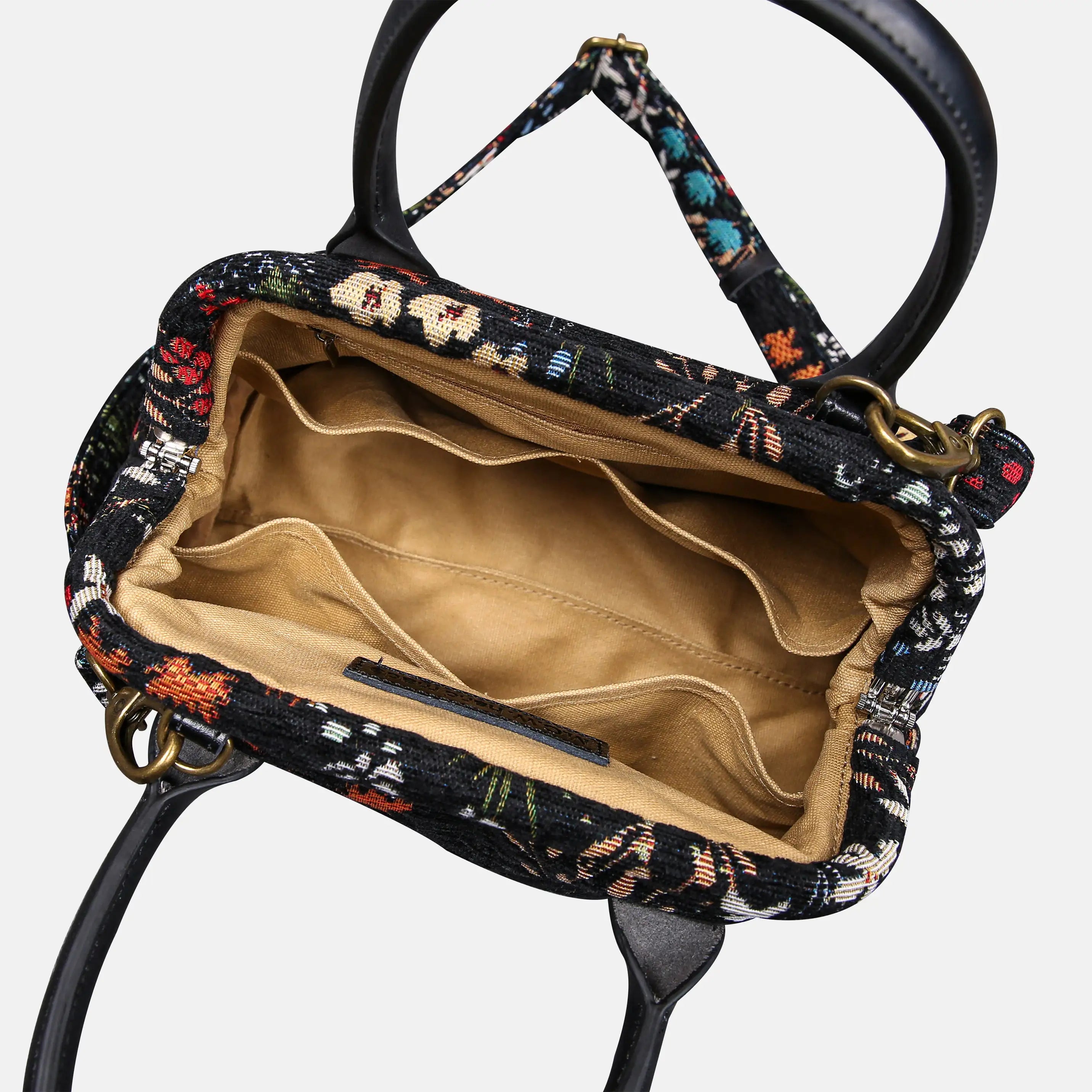 Night Garden Carpet Satchel carpet bag MCW Handmade of America open