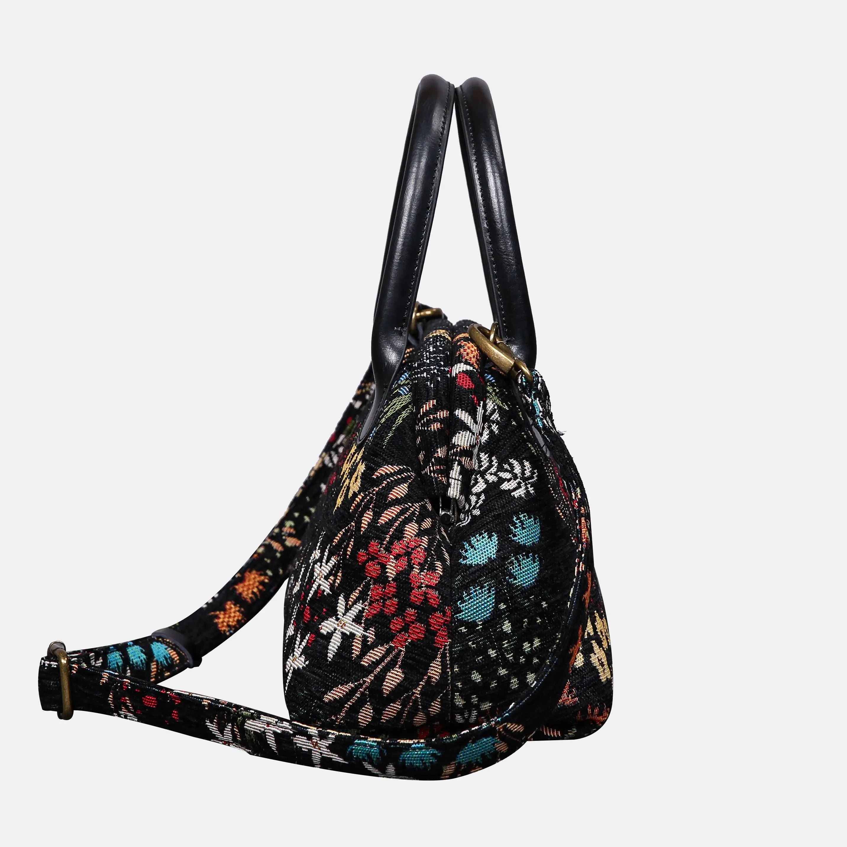Night Garden Carpet Satchel carpet bag MCW Handmade of America side