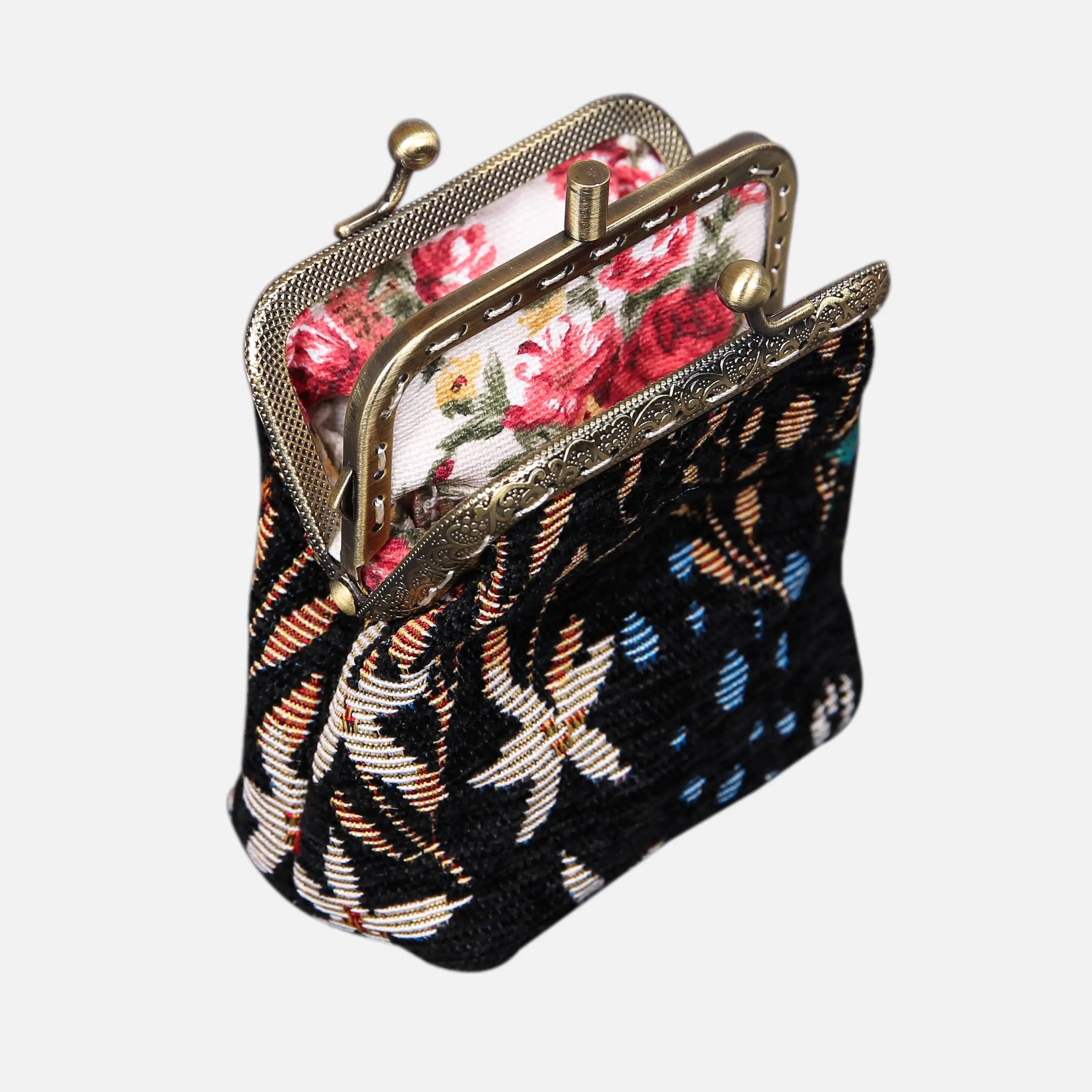 Night Garden Double Kiss Clasp Coin Purse of America Front side opens-5