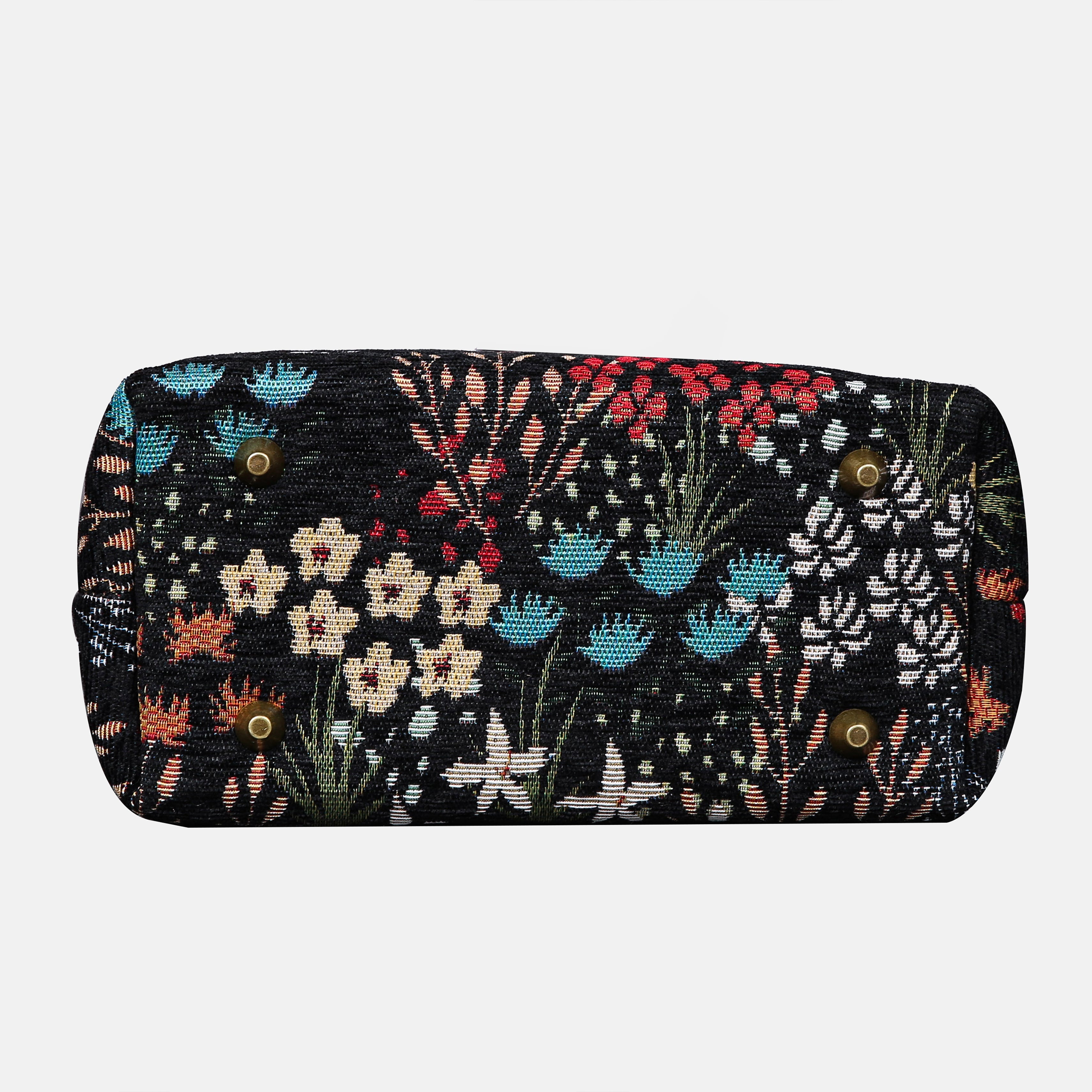 Night Garden Tuck Lock Carpet Satchel carpet bag MCW Handmade of America bottom
