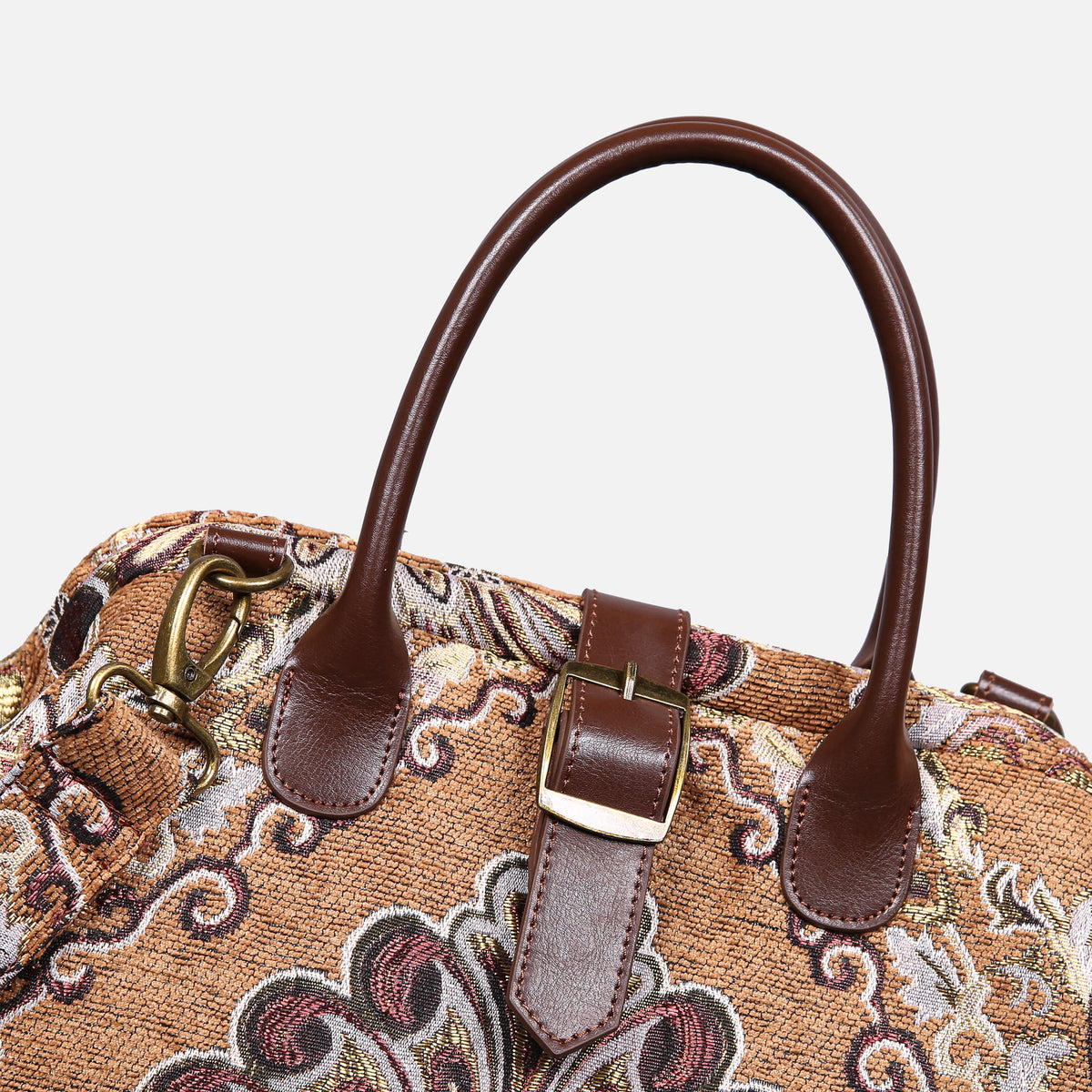 Nostalgia Brown Carpet Handbag Purse carpet bag MCW Handmade of America buckle