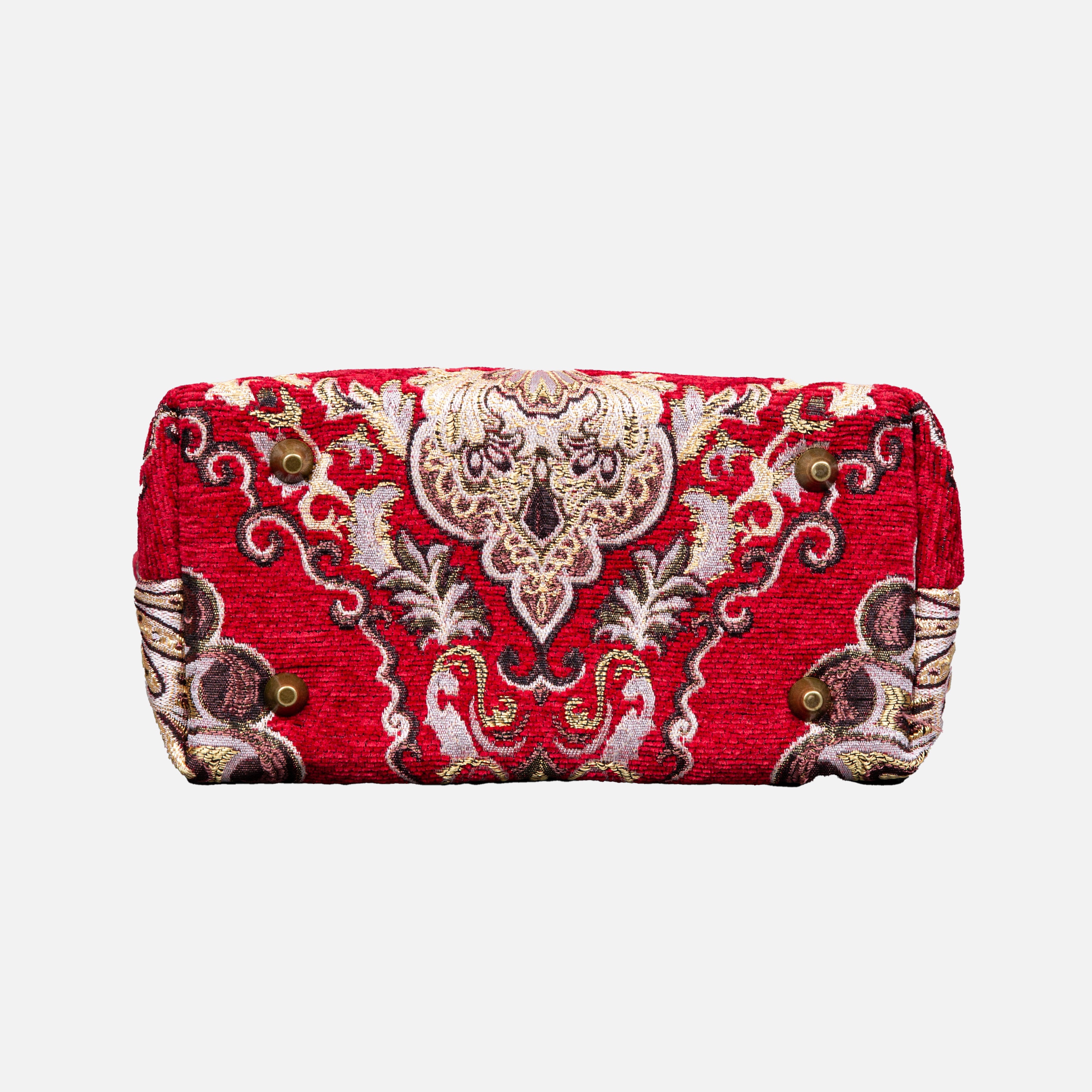 Nostalgia Red Tuck Lock Carpet Satchel carpet bag MCW Handmade of America bottom