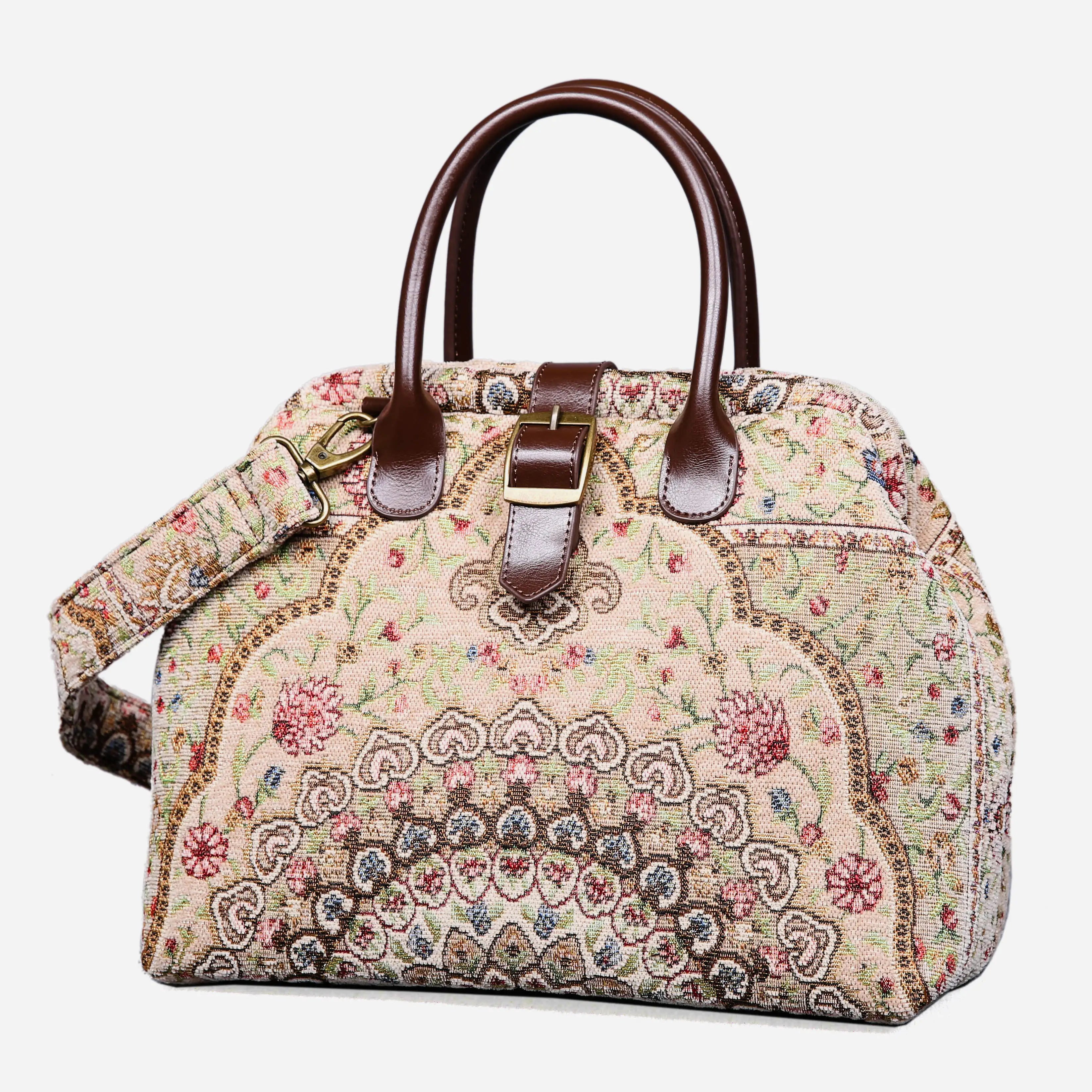 Oriental Beige Carpet Handbag Purse of America front