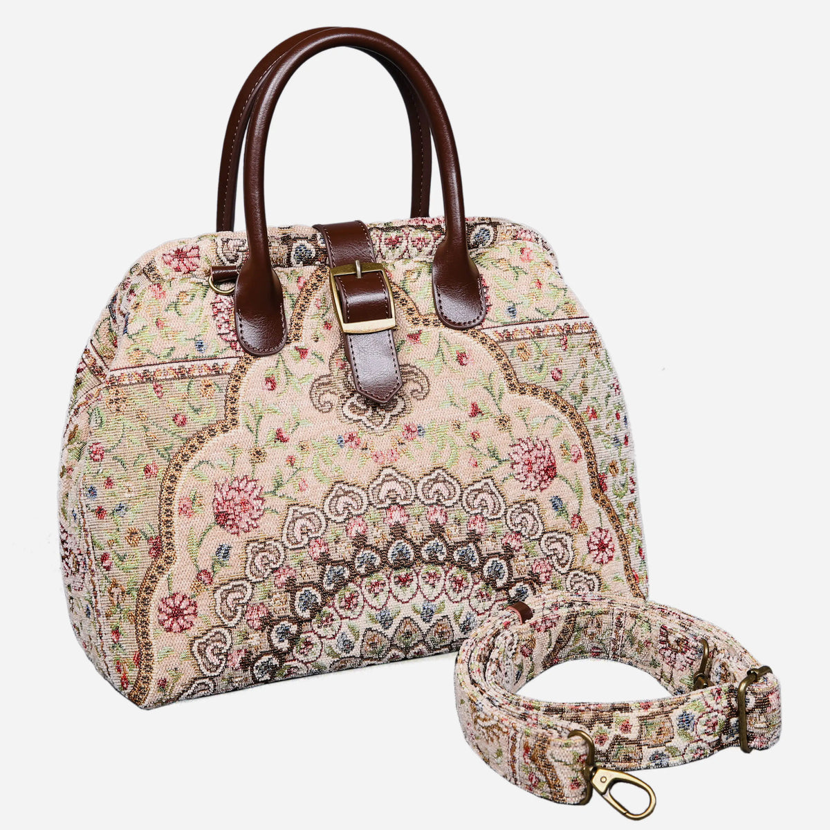 Oriental Beige Carpet Handbag Purse of America with shoulder strap