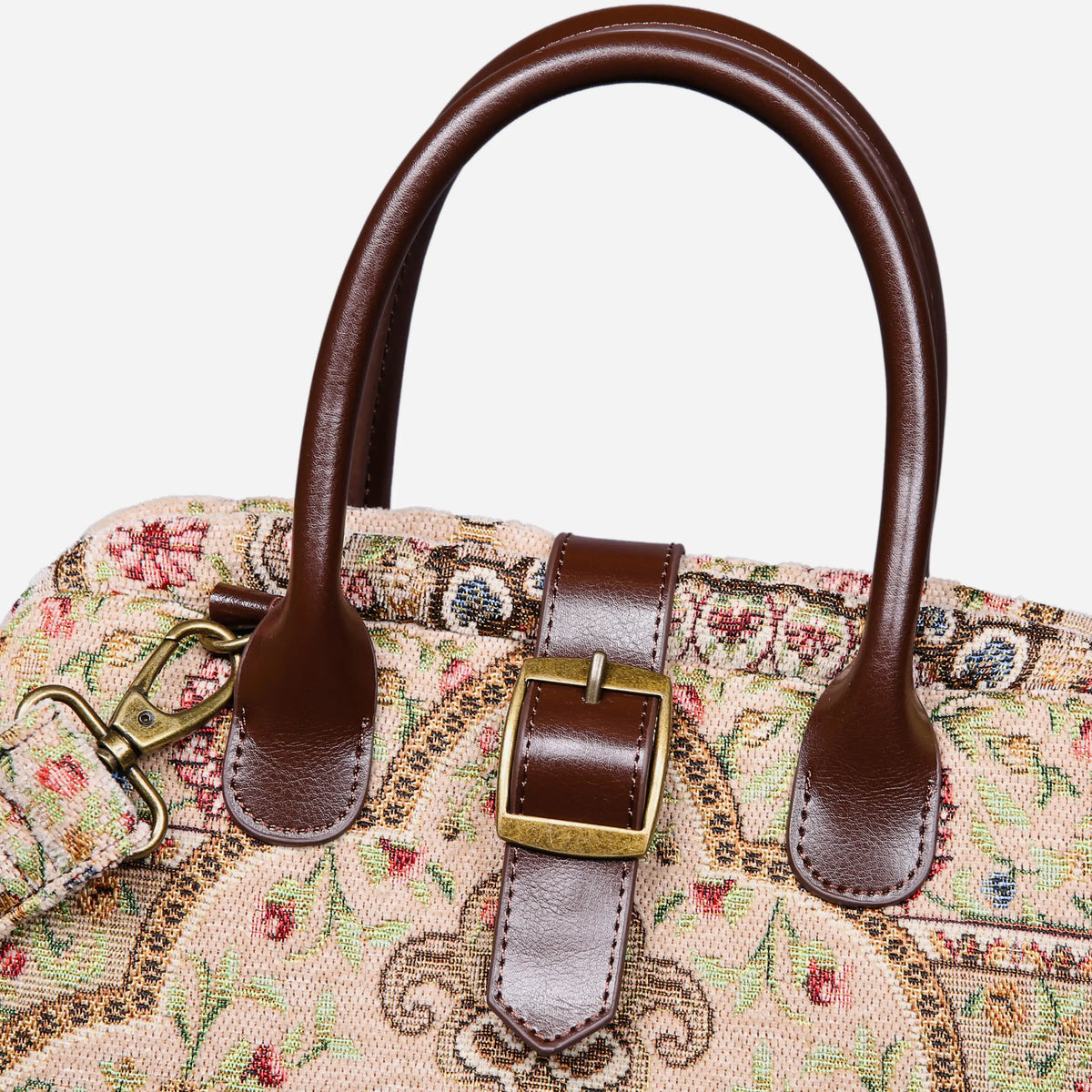 Oriental Beige Carpet Handbag Purse of America buckle