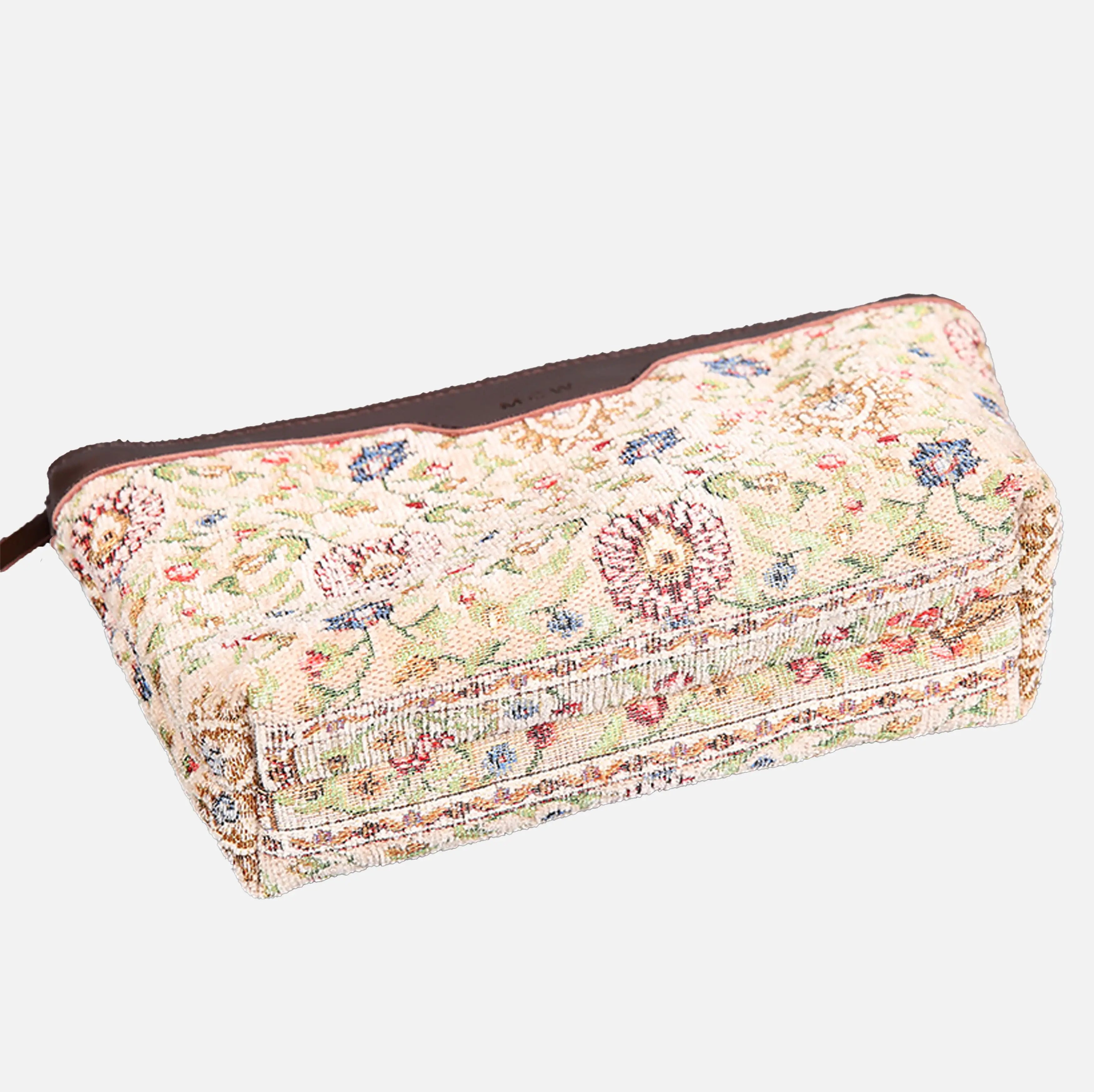 Oriental Beige Carpet Makeup Bag carpet bag MCW Handmade of America bottom