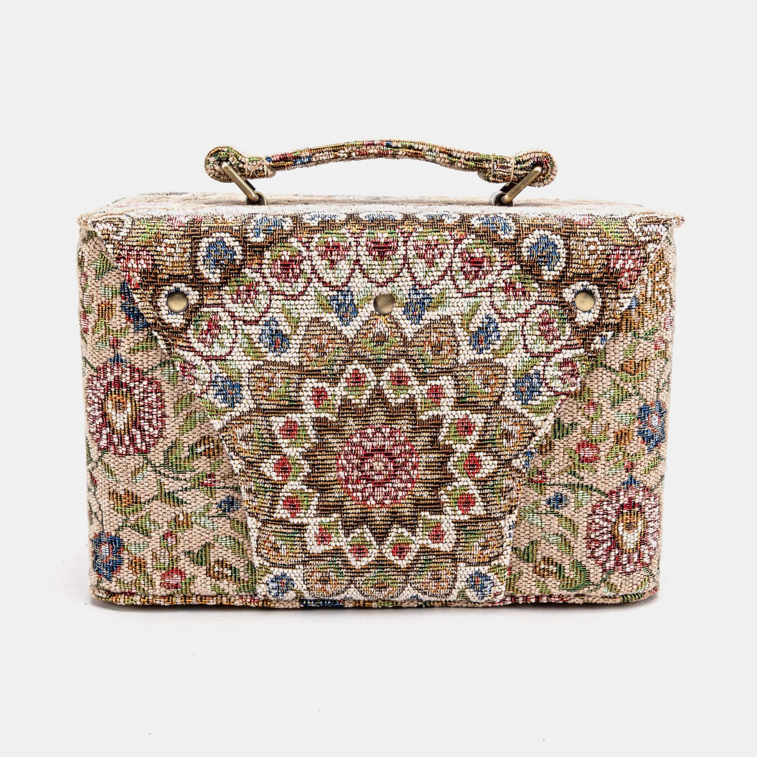 Oriental Beige Clara Medium Train Case Purse of America back