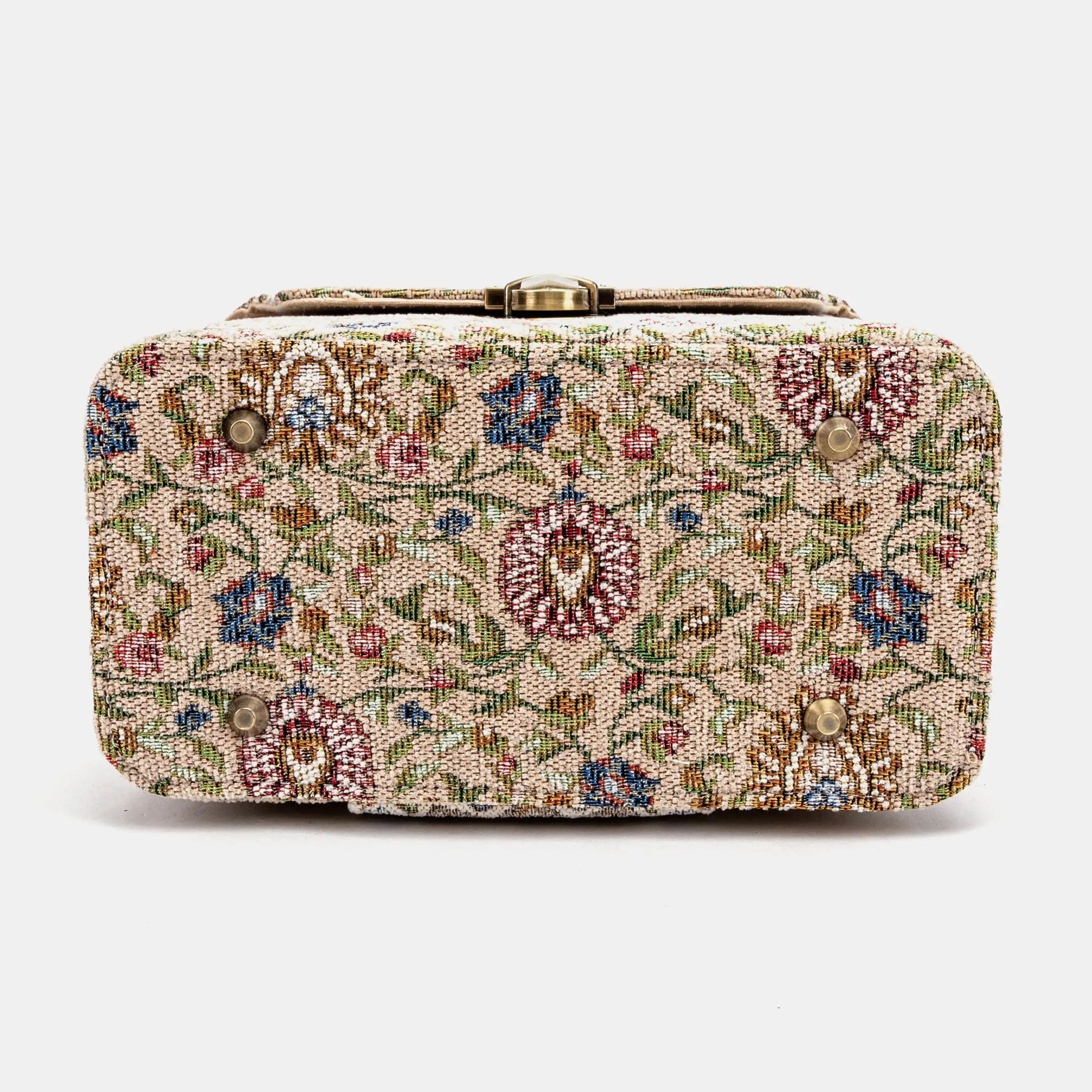 Oriental Beige Clara Medium Train Case Purse of America bottom
