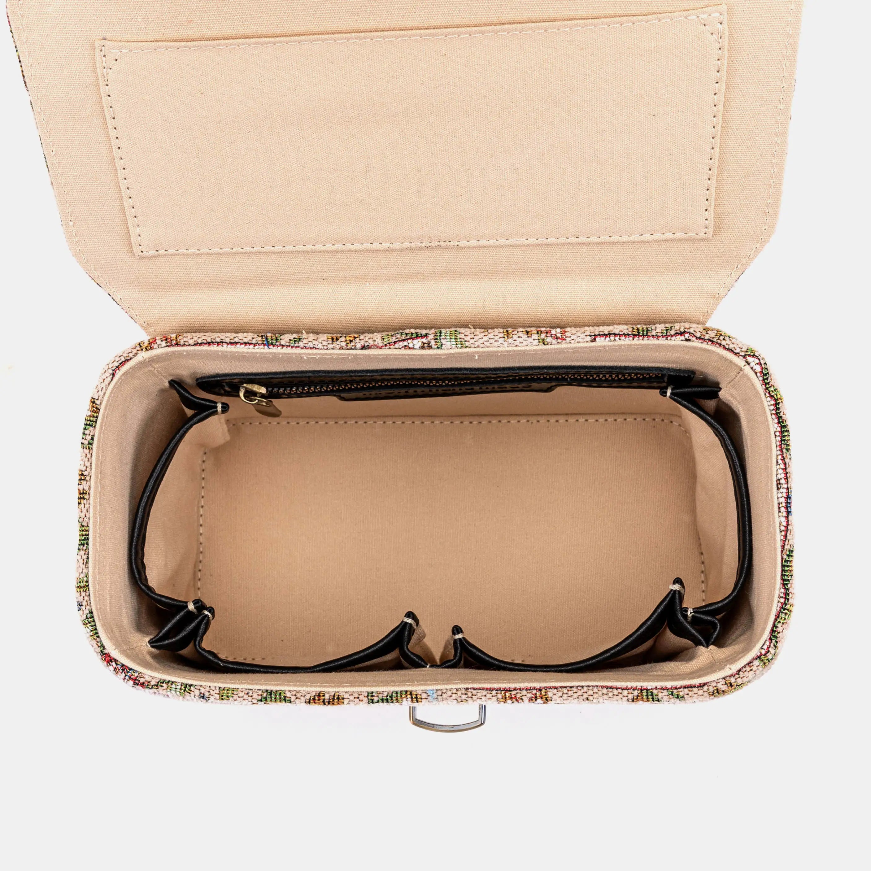 Oriental Beige Clara Medium Train Case Purse  of America inside
