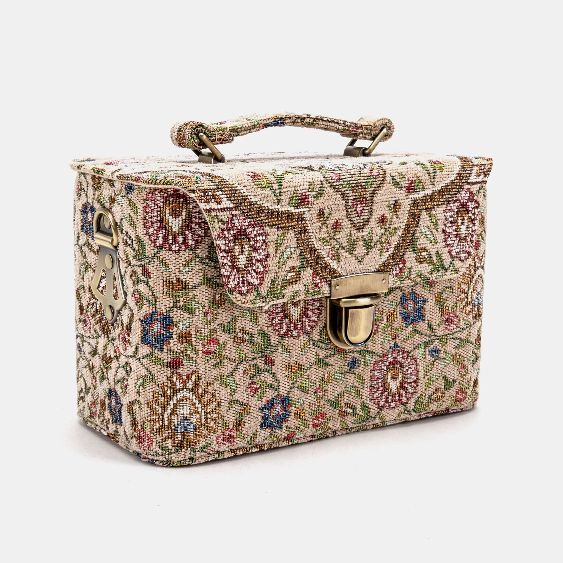 Oriental Beige Clara Medium Train Case Purse fof America front side