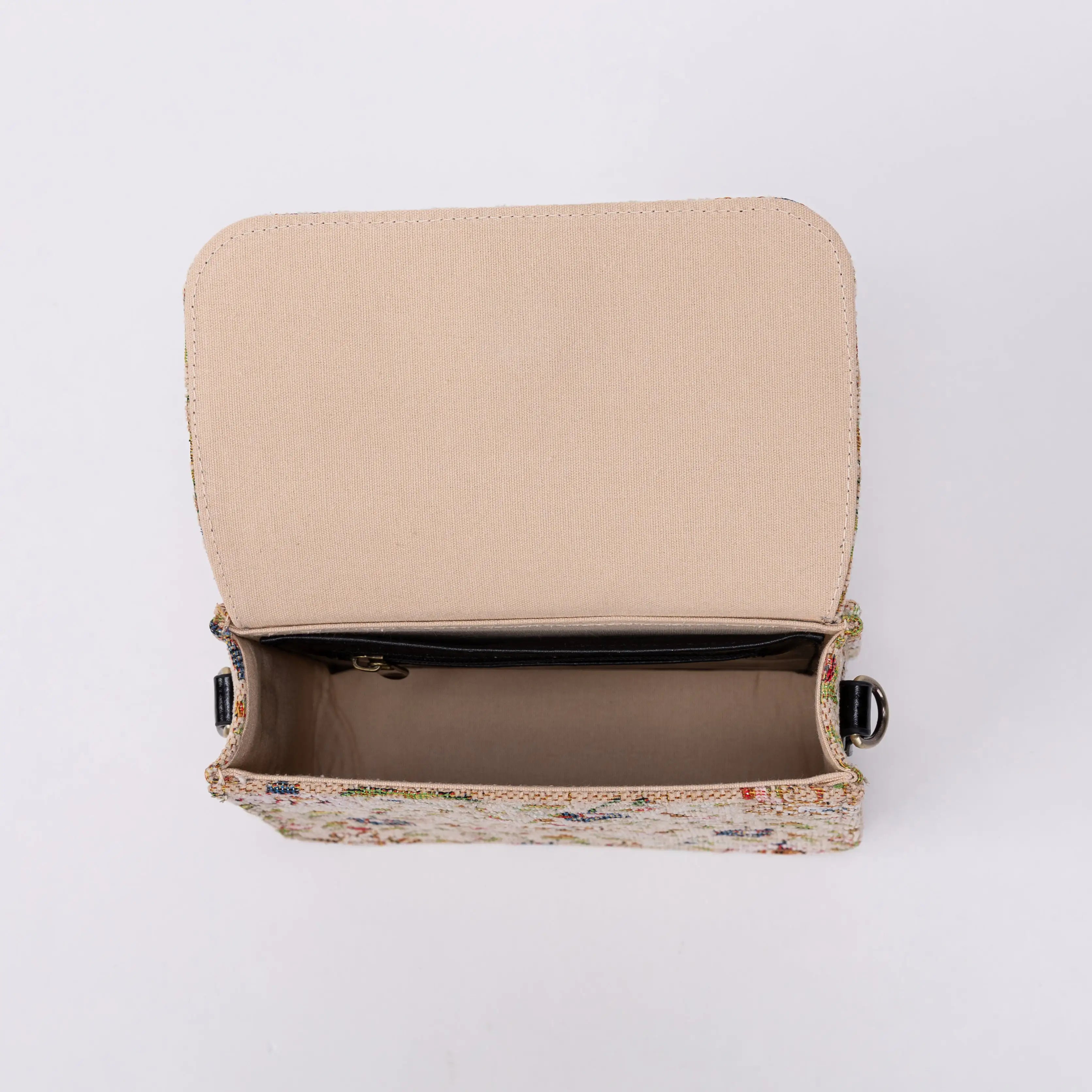 Oriental Beige Flap Crossbody Bag of America inside