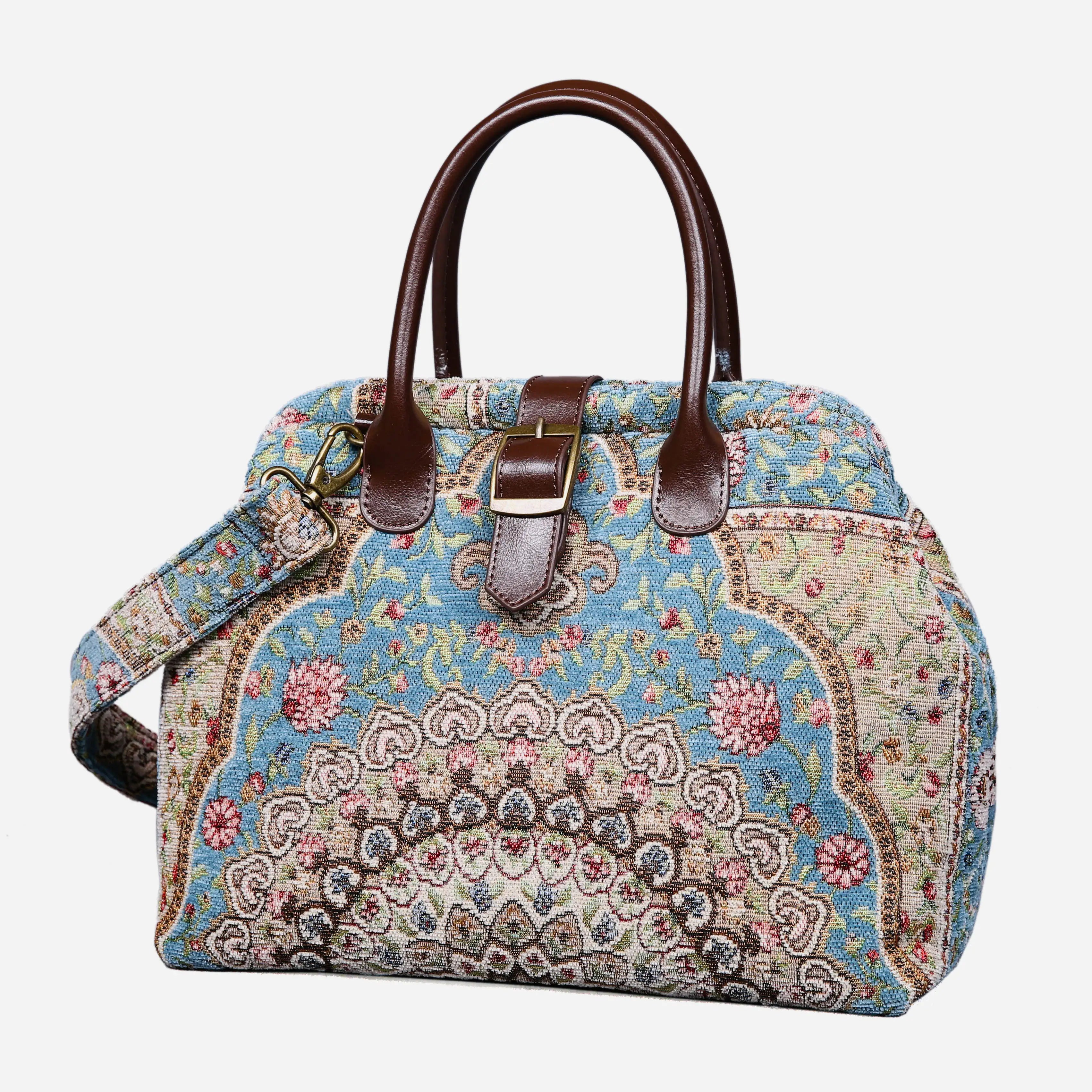 Oriental Blue Carpet Handbag Purse carpet bag MCW Handmade front