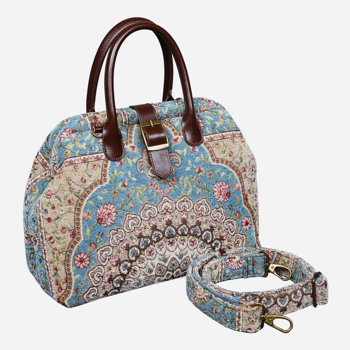 Oriental Blue Carpet Handbag Purse carpet bag MCW Handmade with shoulder strap