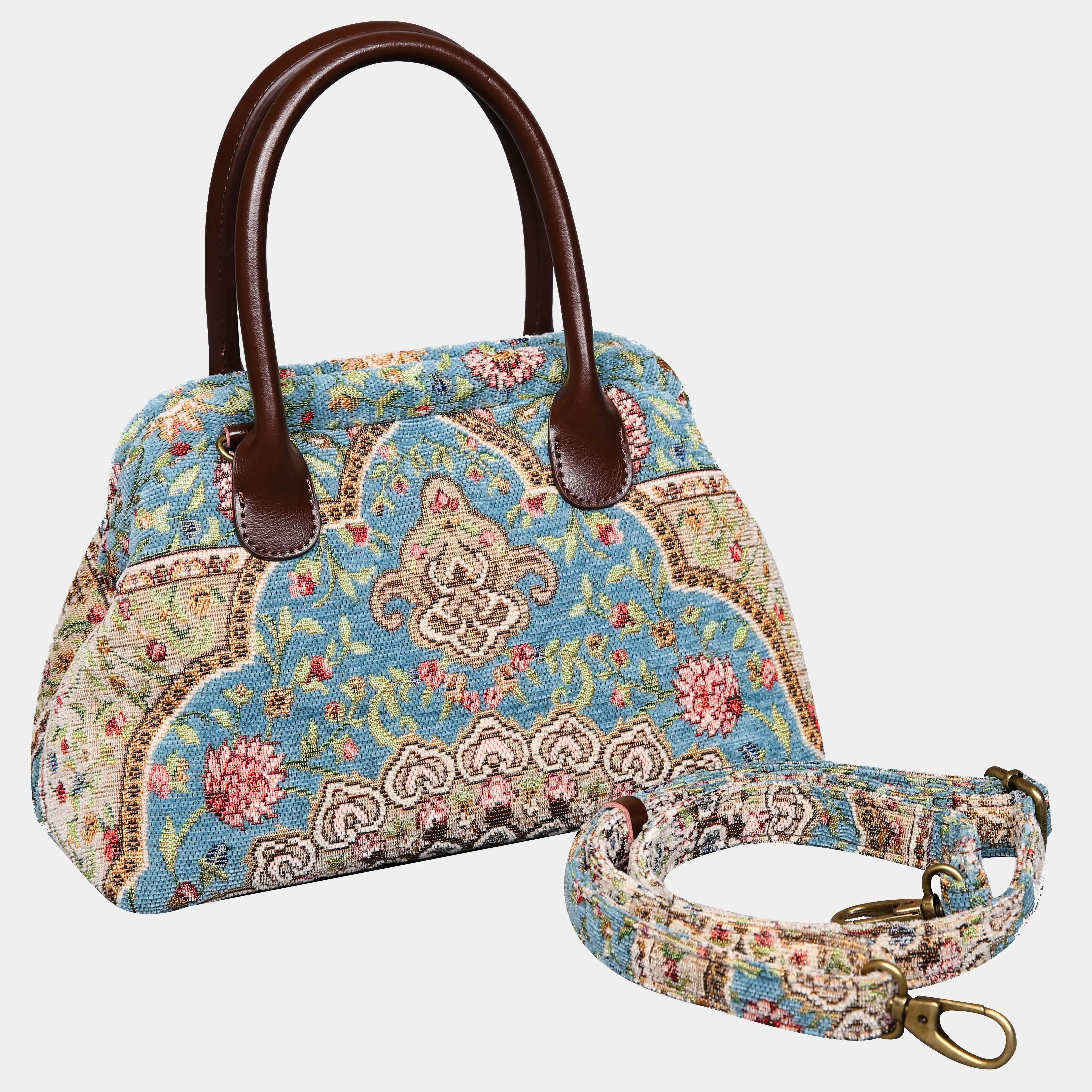 Oriental Blue Carpet Satchel Carpetbag of America with strap
