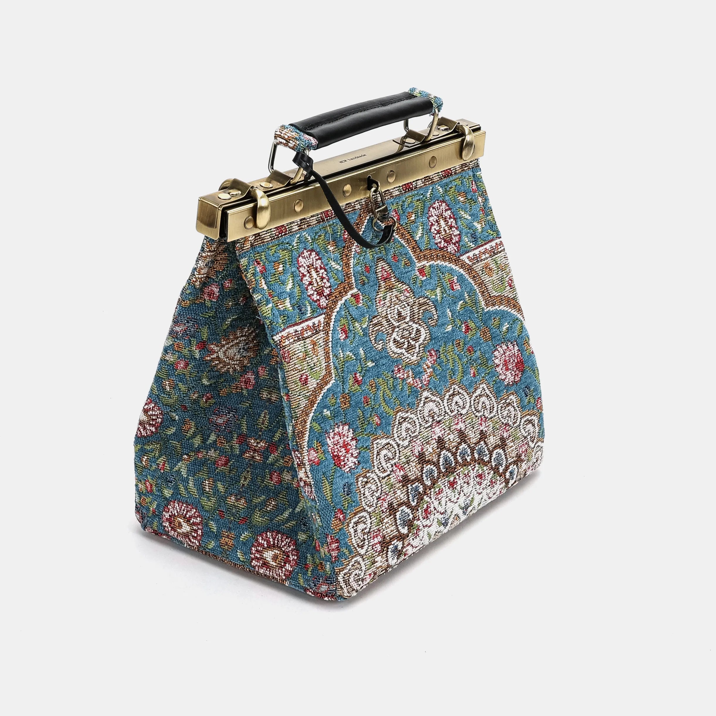 Oriental Blue Cecile Carpet Purse Gladstone Bag of America side
