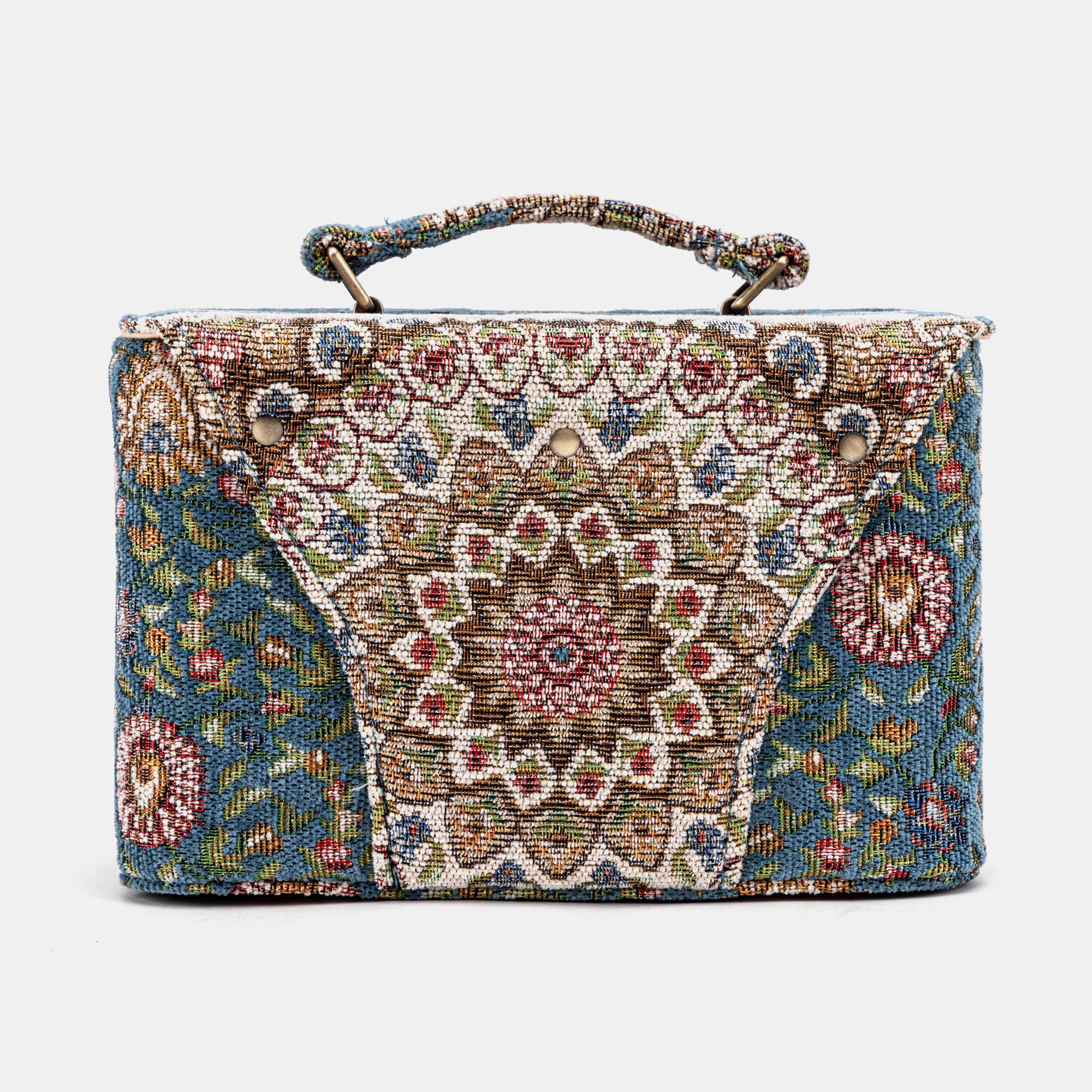 Oriental Blue Clara Medium Train Case Purse of America back