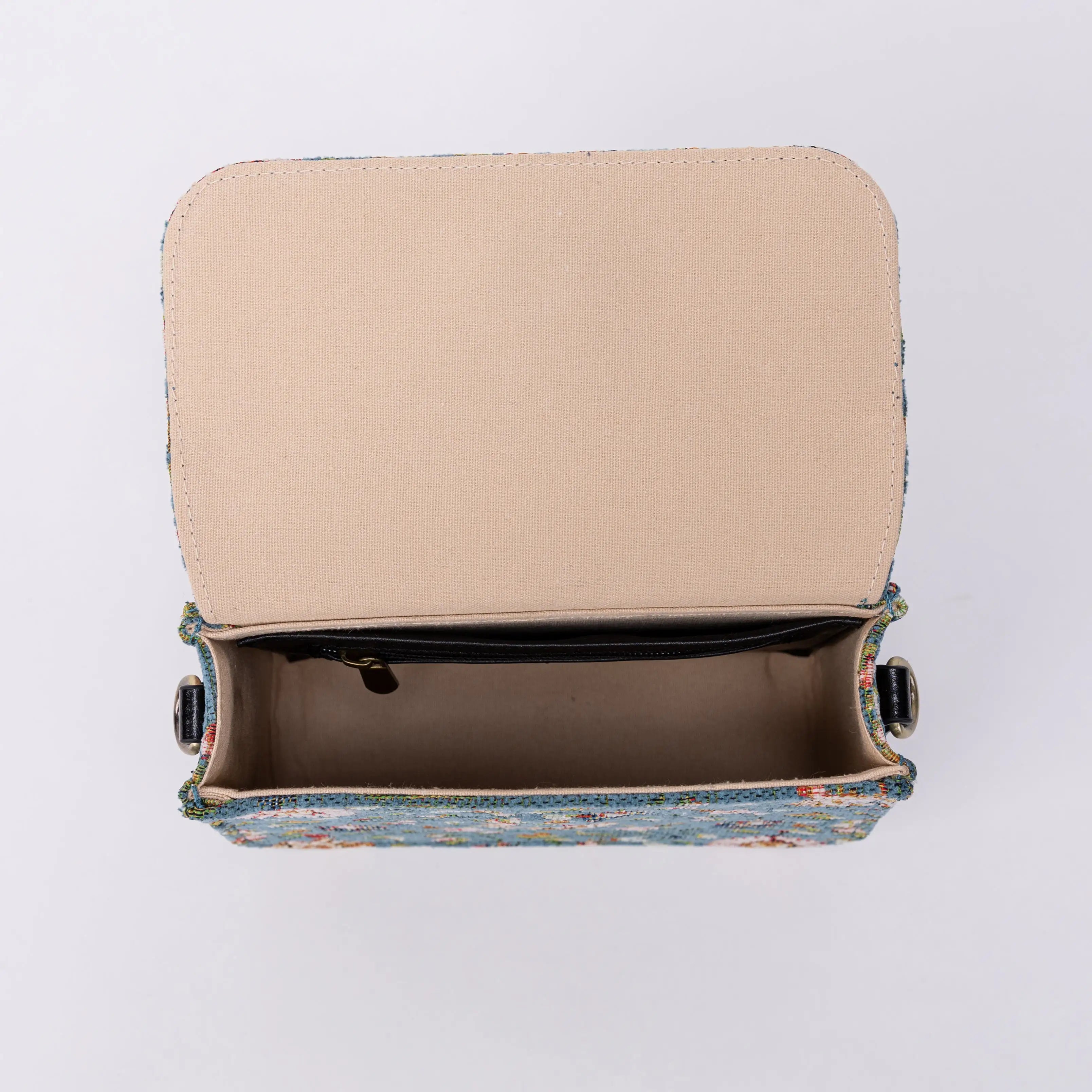 Oriental Blue Flap Crossbody Bag of America inside