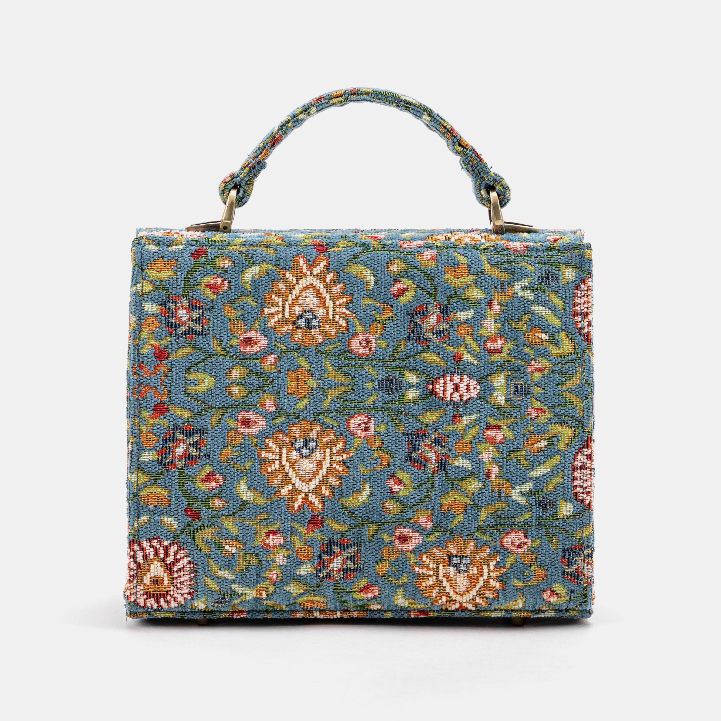 Oriental Blue Flap Satchel Carpetbag of America back