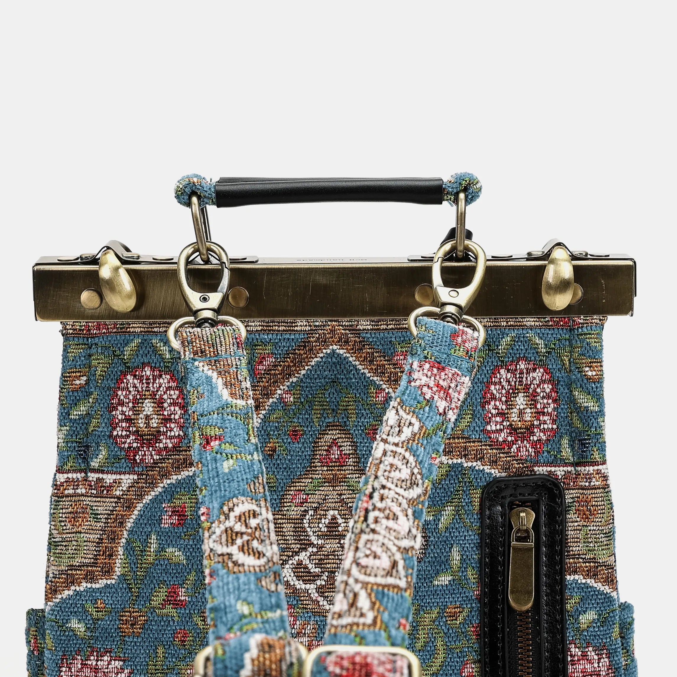 Oriental Blue Helena Carpet Gladstone Backpack of America back details