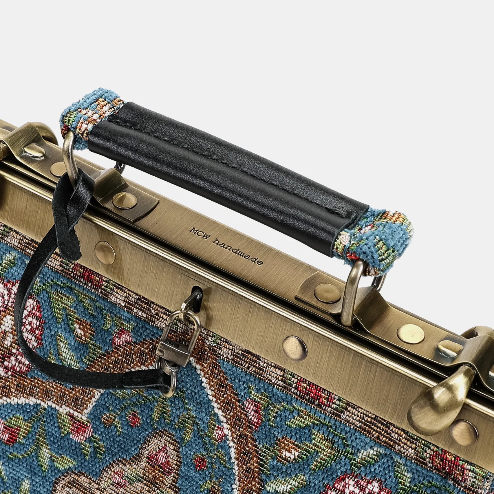 Oriental Blue Helena Carpet Gladstone Backpack of America handle