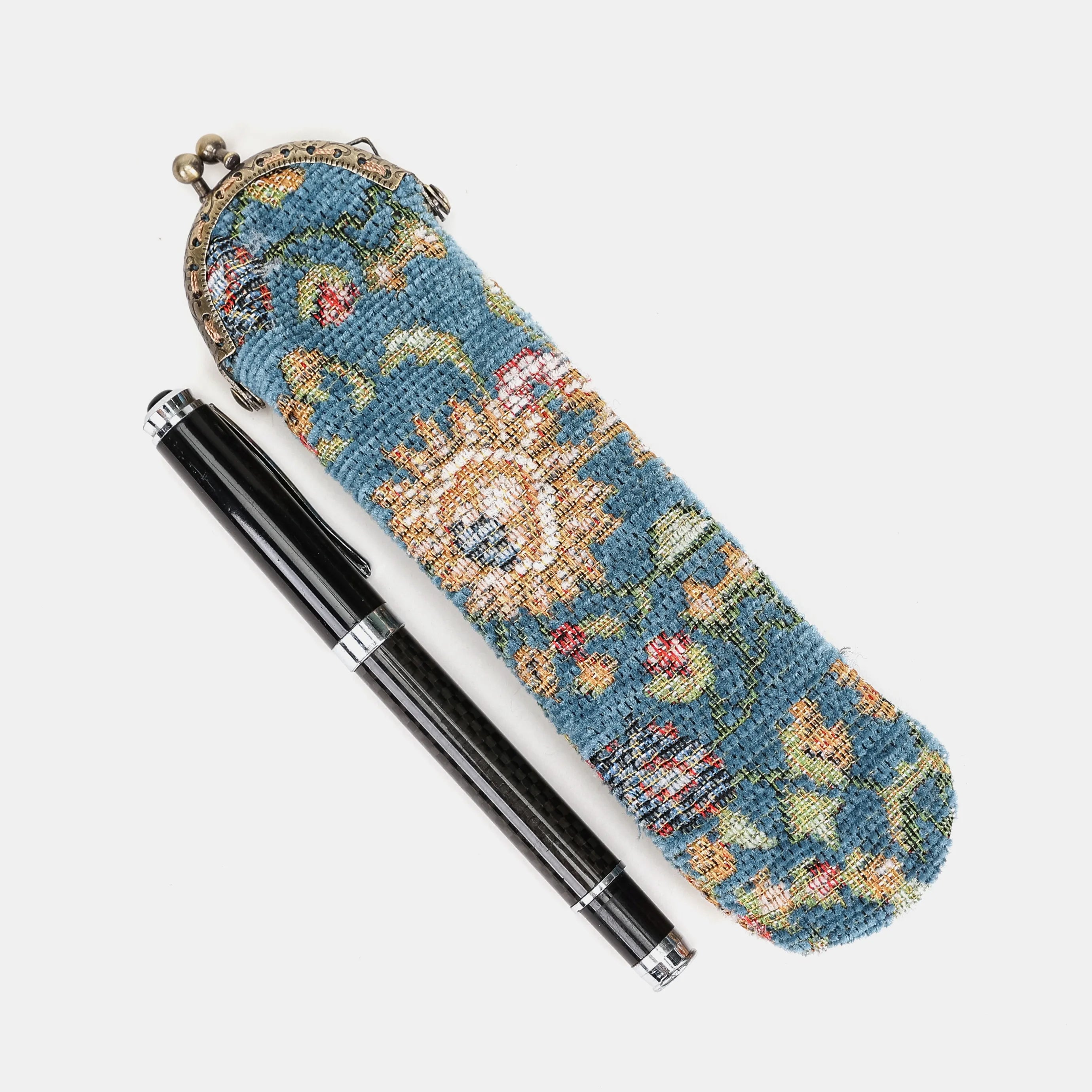 Oriental Blue Solo Pen Case Carpetbag of America overview