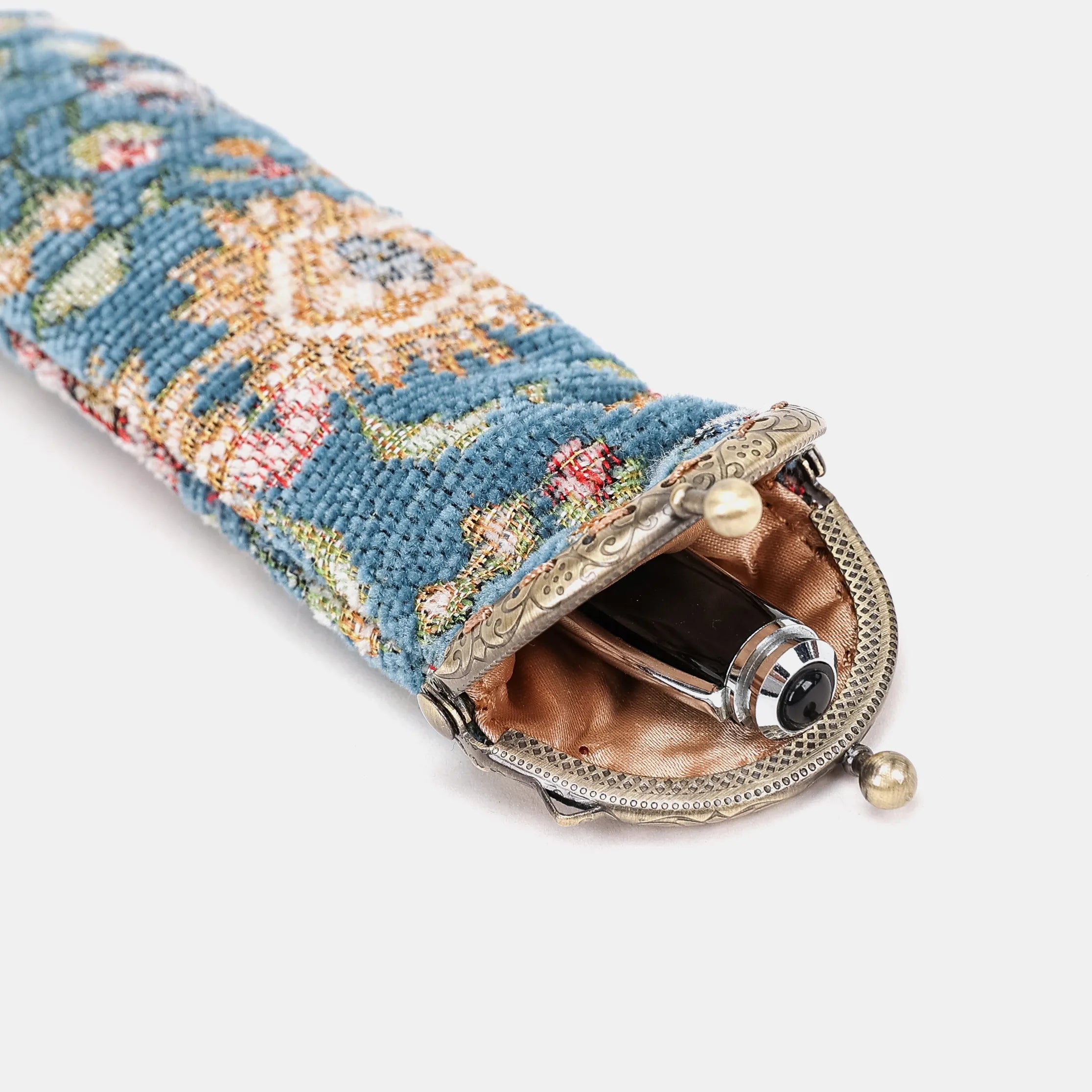 Oriental Blue Solo Pen Case Carpetbag of America open