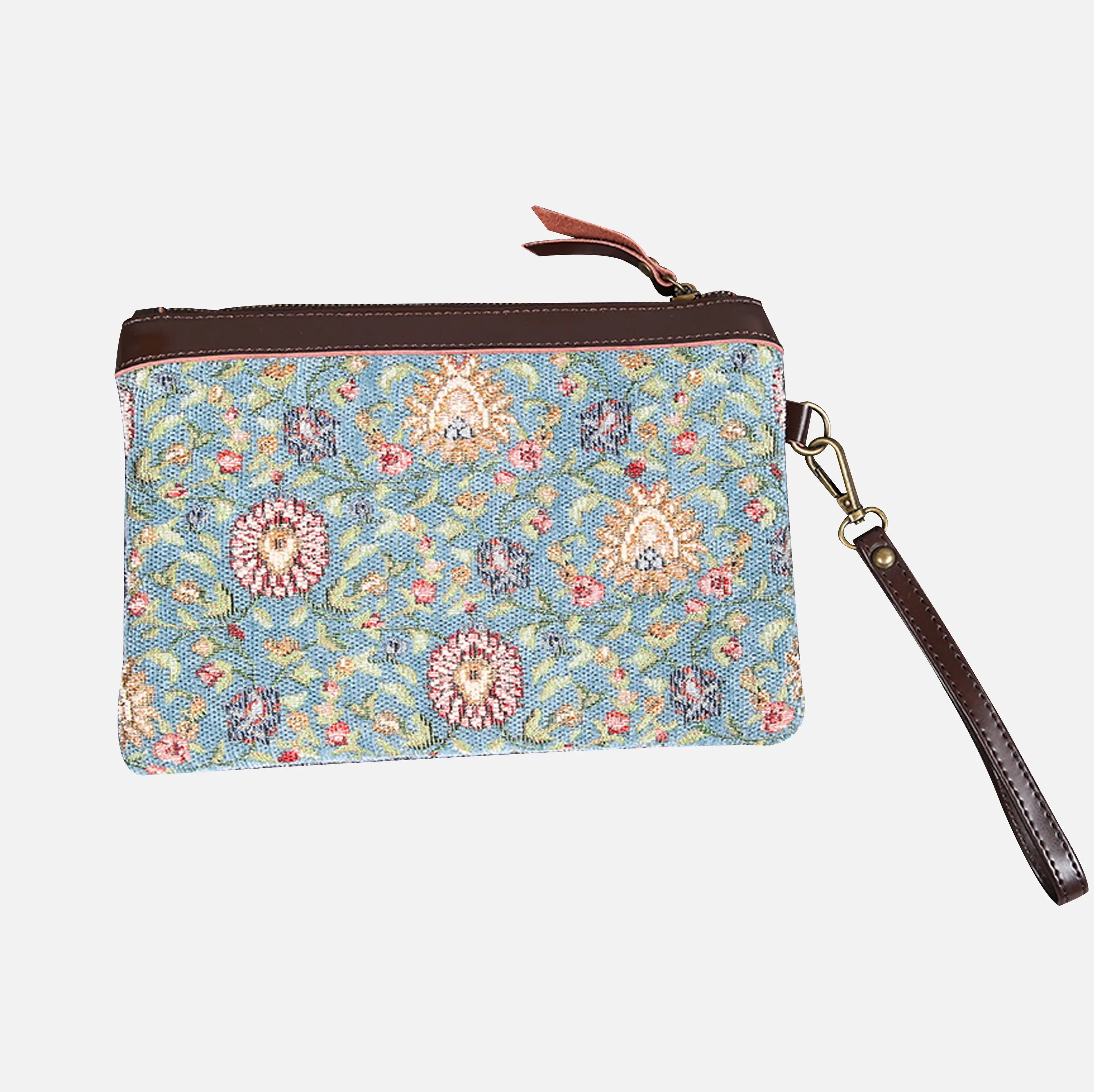 Oriental Blue Wristlet Clutch carpet bag MCW Handmade-2