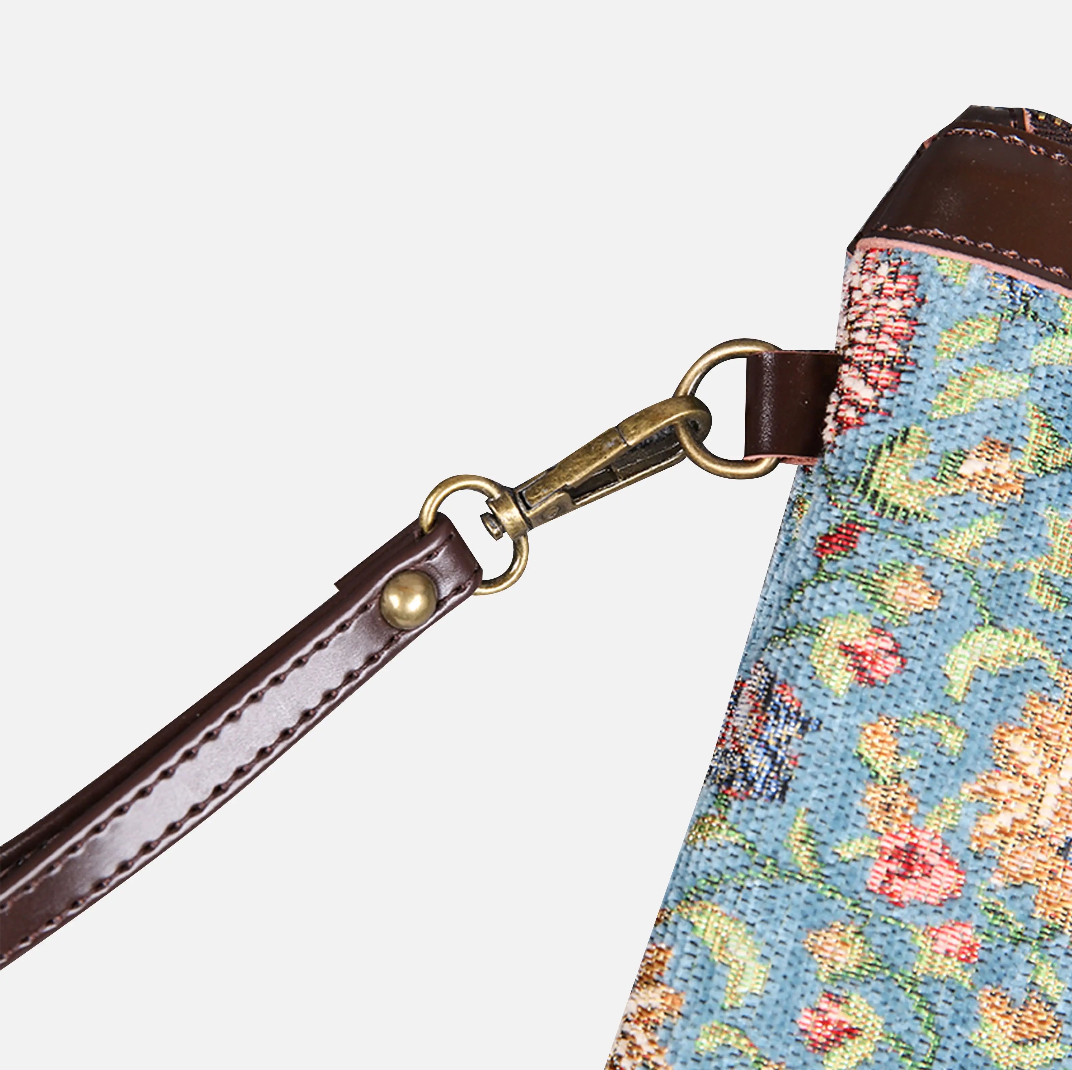 Oriental Blue Wristlet Clutch carpet bag MCW Handmade-3